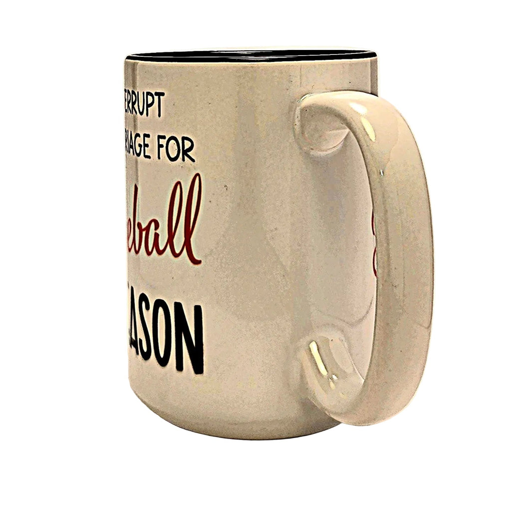 Baseball Season Coffee Mug: "We Interrupt This Marriage" Ceramic Mug - Coffee Quips Custom Drinkware