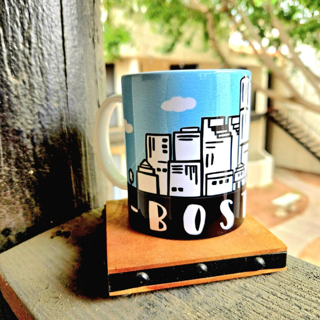 Boston Skyline Ceramic Coffee Mug: City Souvenir - Coffee Quips Custom Drinkware