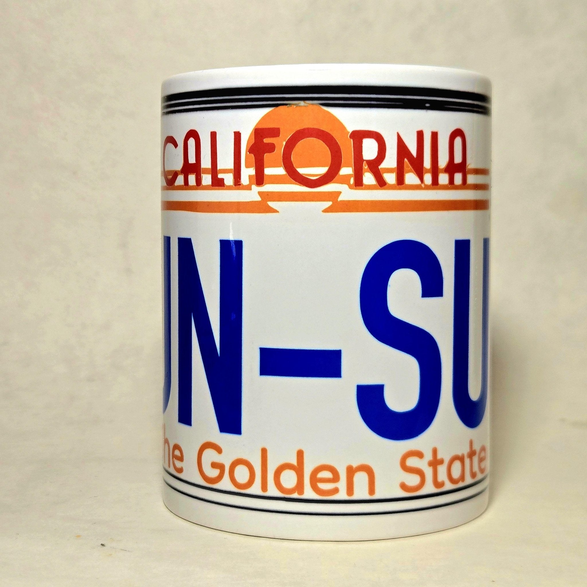 California Vintage License Plate Souvenir Ceramic Coffee Mug 15oz - Coffee Quips Custom Drinkware