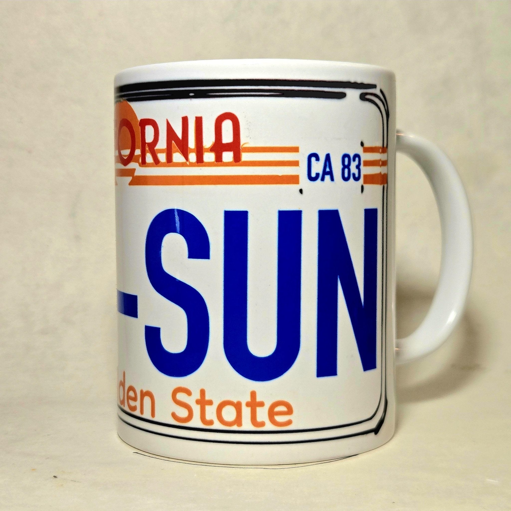California Vintage License Plate Souvenir Ceramic Coffee Mug 15oz - Coffee Quips Custom Drinkware