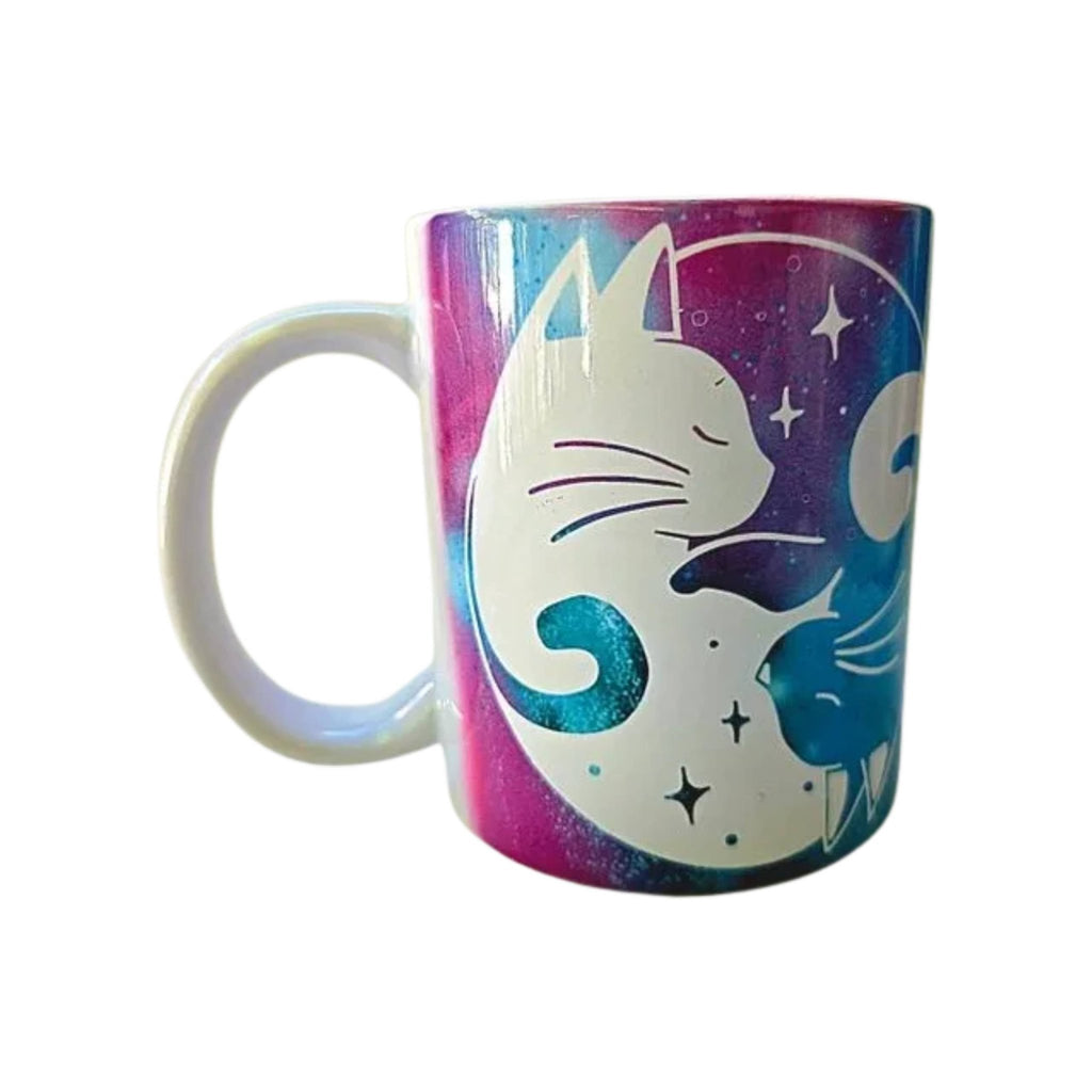 Cats Cuddling Ceramic Coffee Mug, Moonlight Night Sky - Coffee Quips Custom Drinkware