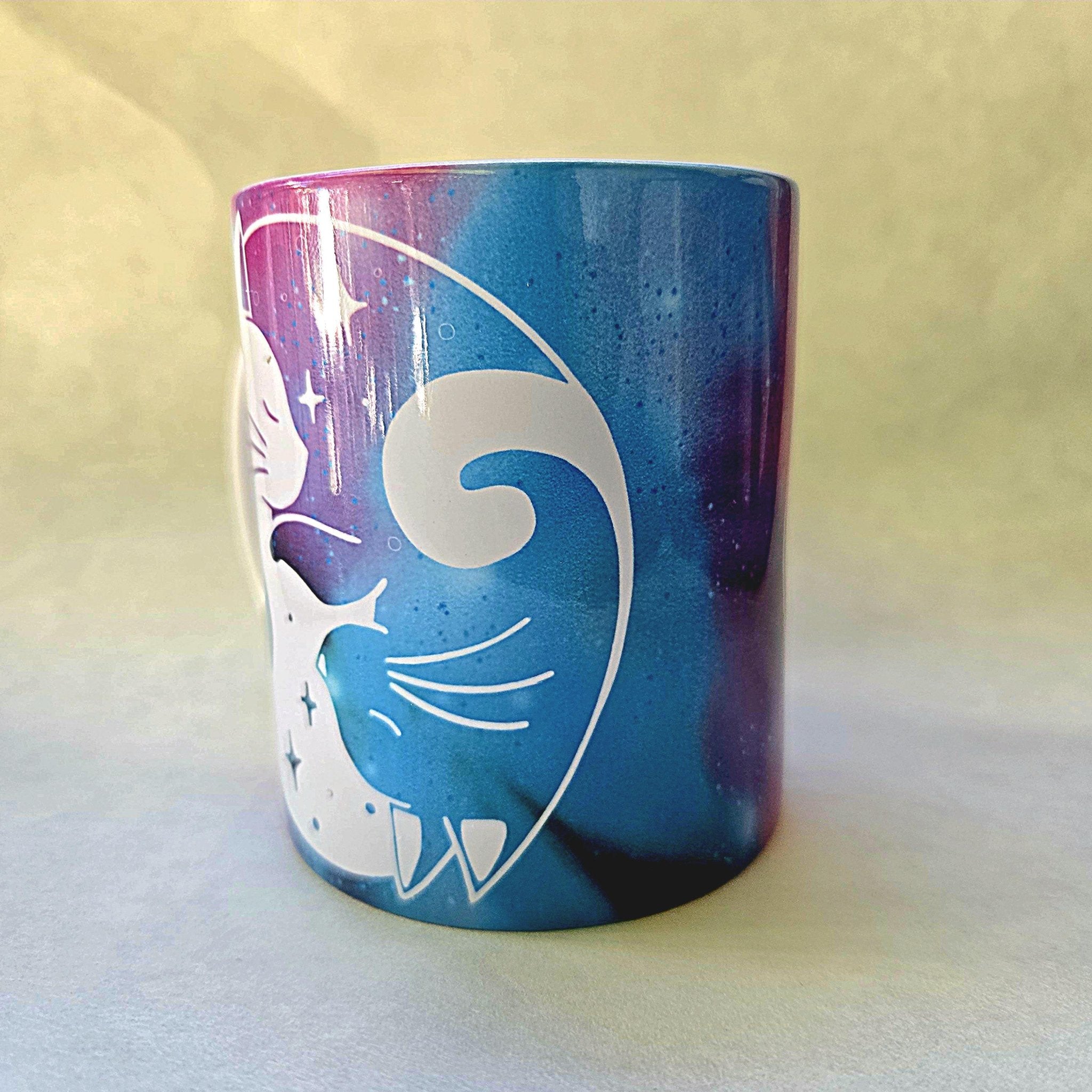 Cats Cuddling Ceramic Coffee Mug, Moonlight Night Sky - Coffee Quips Custom Drinkware