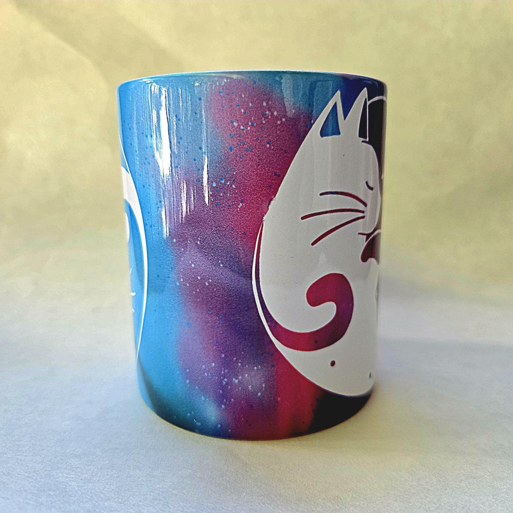 Cats Cuddling Ceramic Coffee Mug, Moonlight Night Sky - Coffee Quips Custom Drinkware