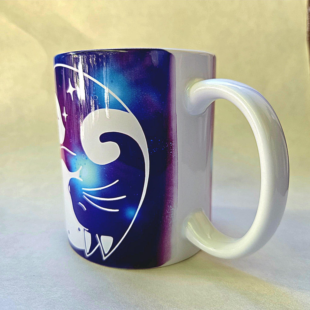 Cats Cuddling Ceramic Coffee Mug, Moonlight Night Sky - Coffee Quips Custom Drinkware