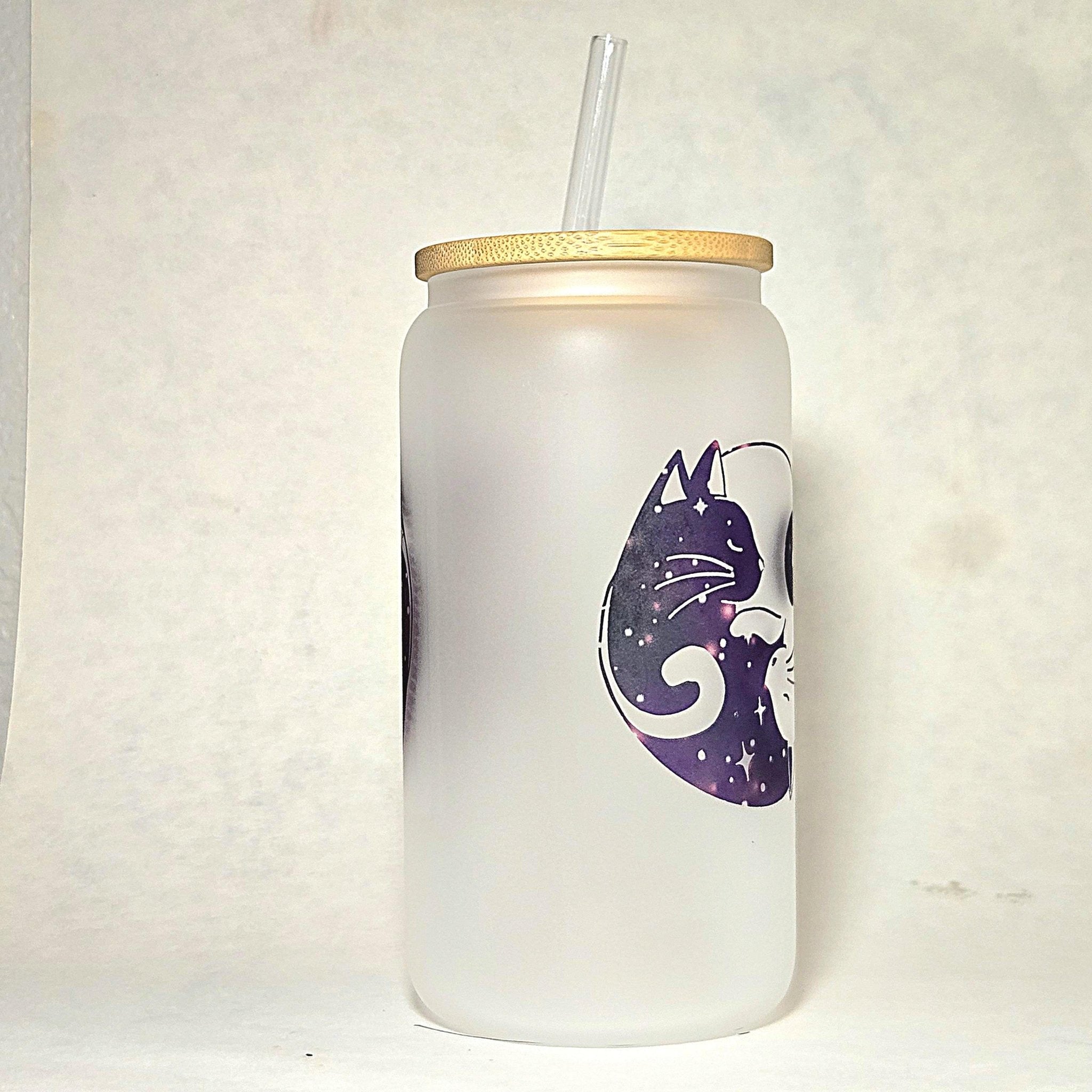 Cats Cuddling Glass Can Tumbler: Coffee Quips Design - Coffee Quips Custom Drinkware