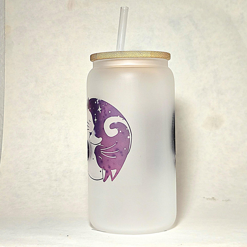 Cats Cuddling Glass Can Tumbler: Coffee Quips Design - Coffee Quips Custom Drinkware