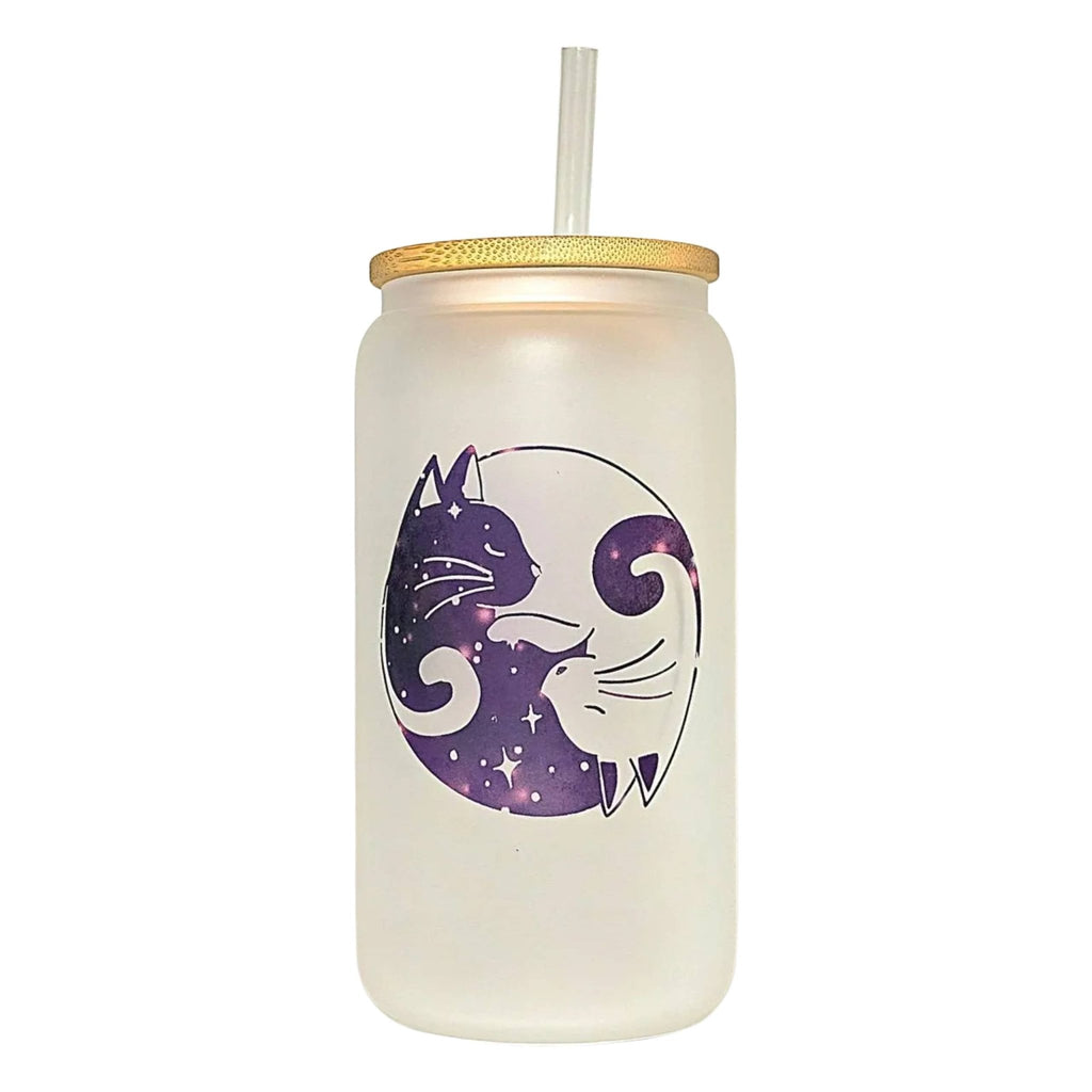 Cats Cuddling Glass Can Tumbler: Coffee Quips Design - Coffee Quips Custom Drinkware