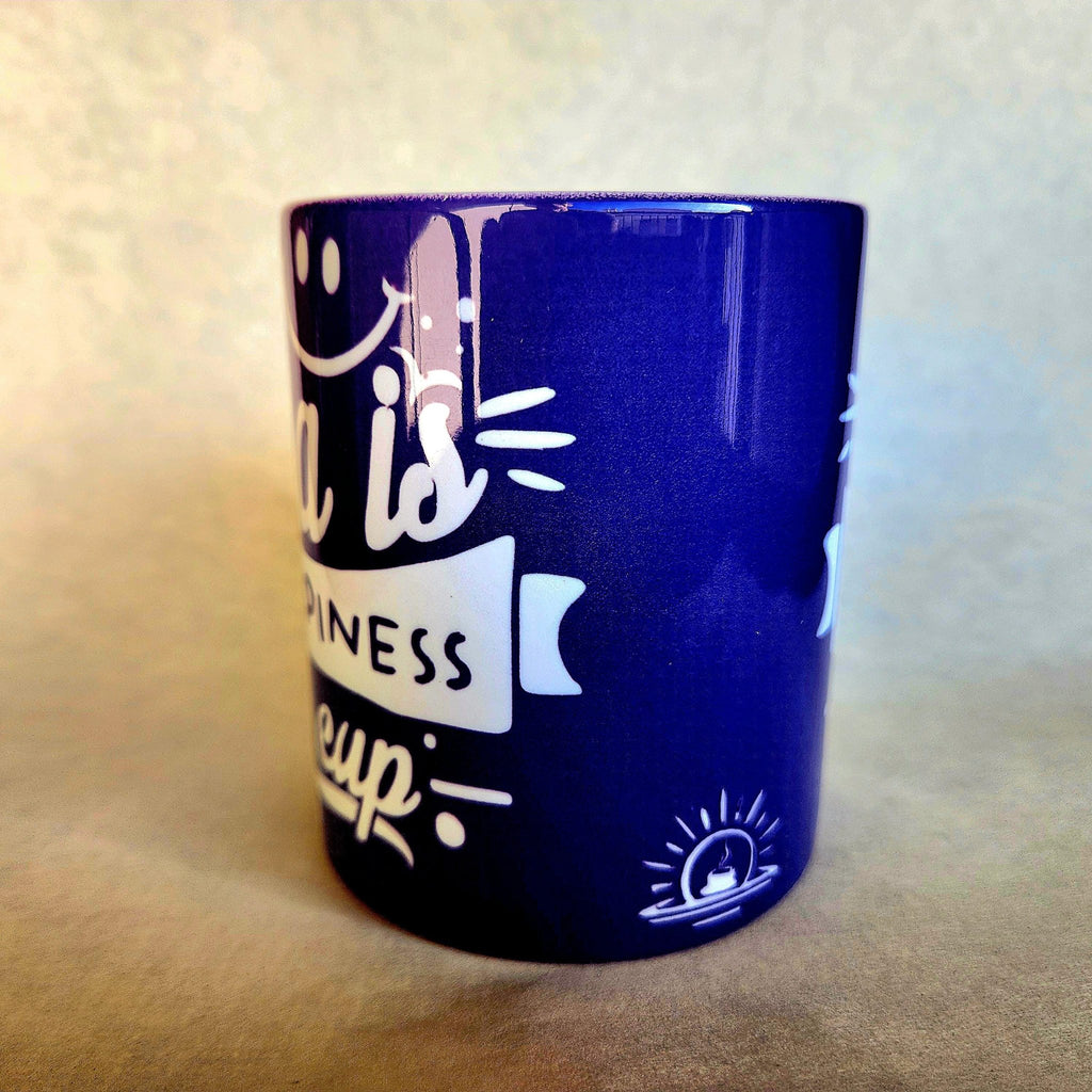 Ceramic "Tea is Happiness" Coffee Mug - Bright Purple - Coffee Quips Custom Drinkware