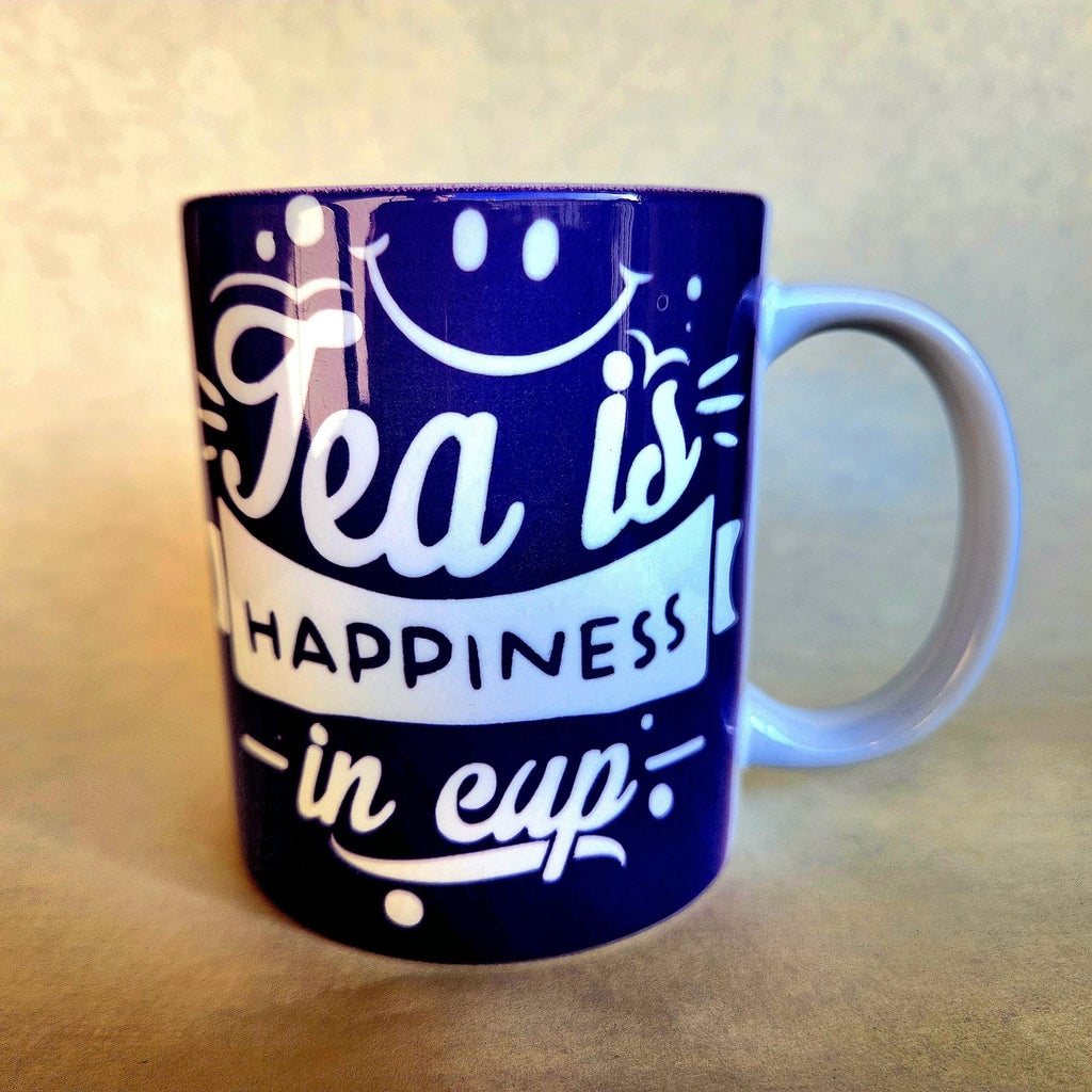 Ceramic "Tea is Happiness" Coffee Mug - Bright Purple - Coffee Quips Custom Drinkware