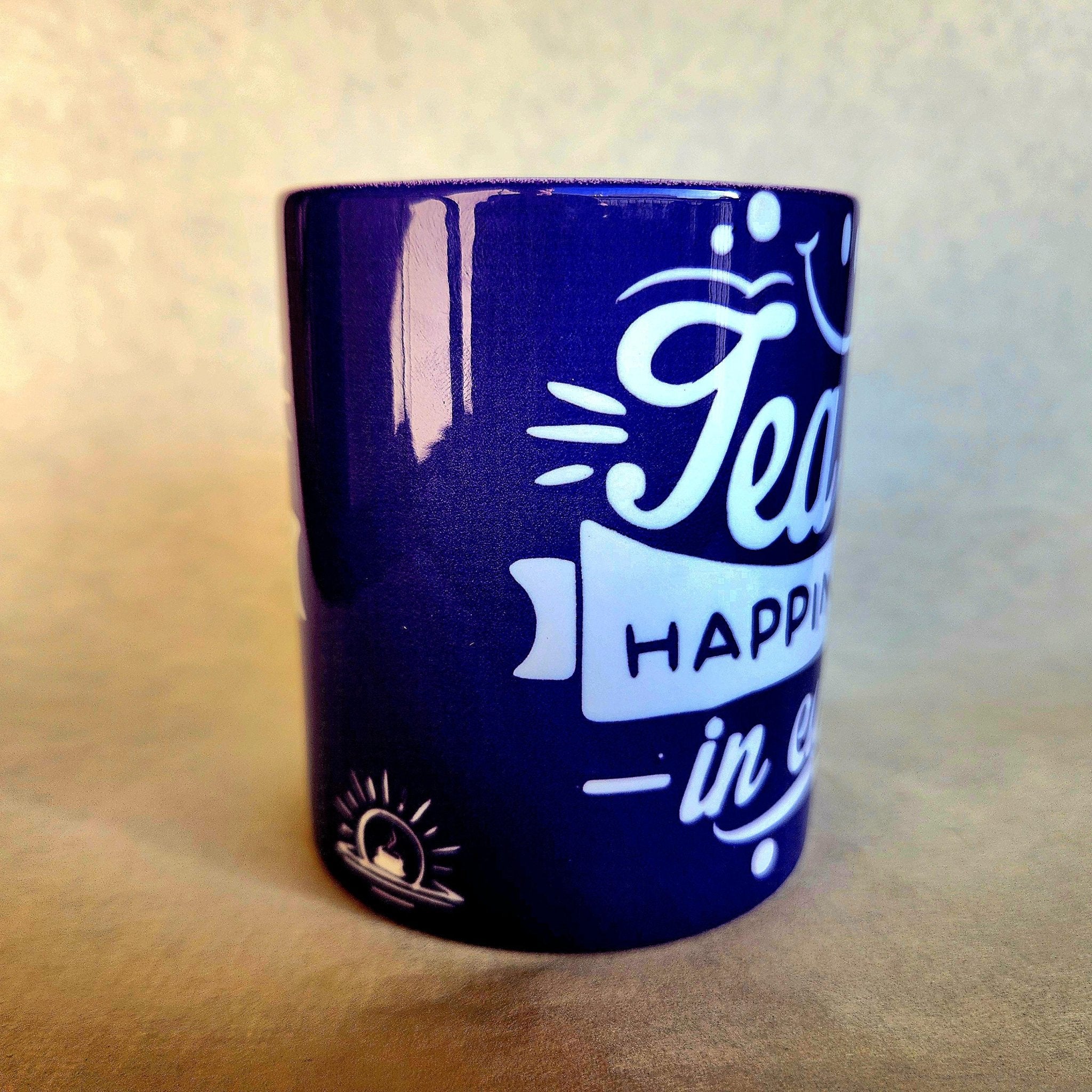 Ceramic "Tea is Happiness" Coffee Mug - Bright Purple - Coffee Quips Custom Drinkware
