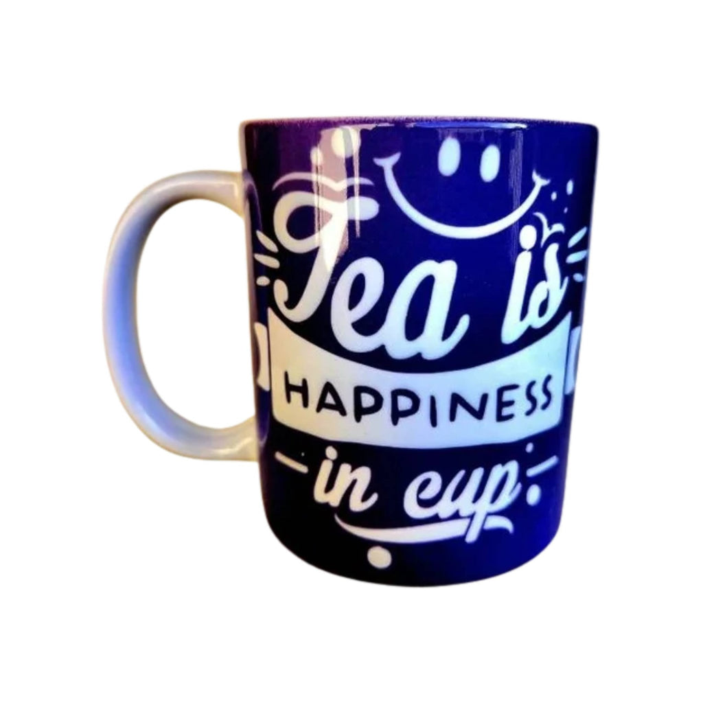 Ceramic "Tea is Happiness" Coffee Mug - Bright Purple - Coffee Quips Custom Drinkware