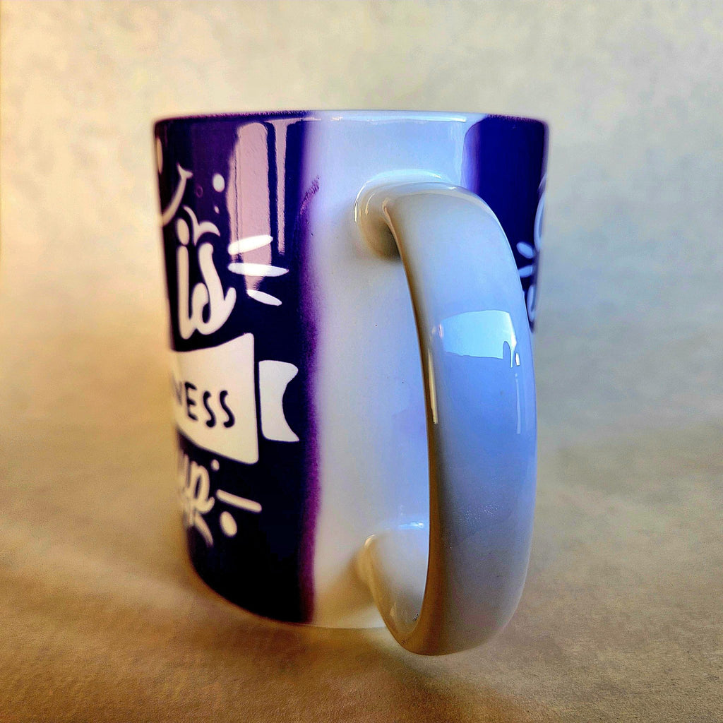 Ceramic "Tea is Happiness" Coffee Mug - Bright Purple - Coffee Quips Custom Drinkware