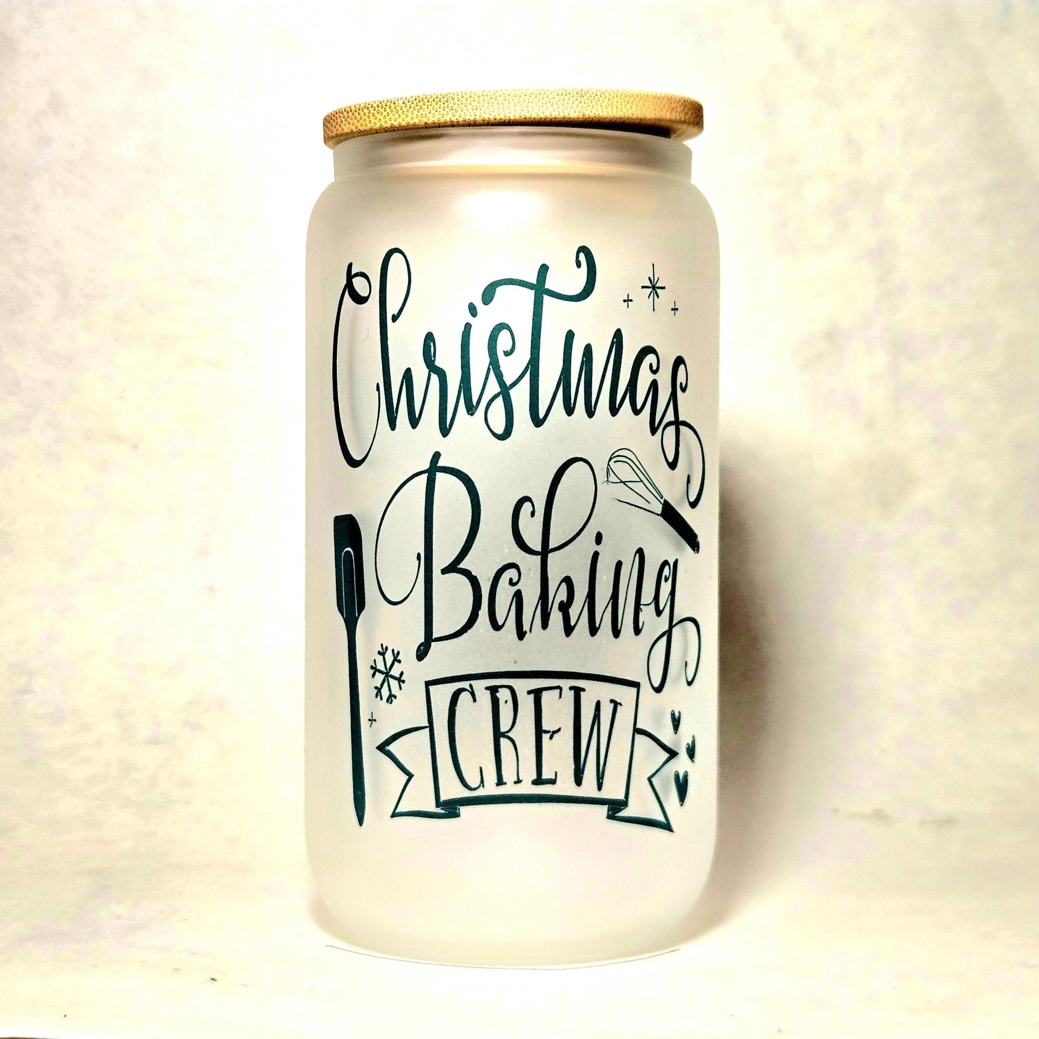 Christmas Baking Crew Christmas Glass Tumbler. Bling for your Ladies - Coffee Quips Custom Drinkware