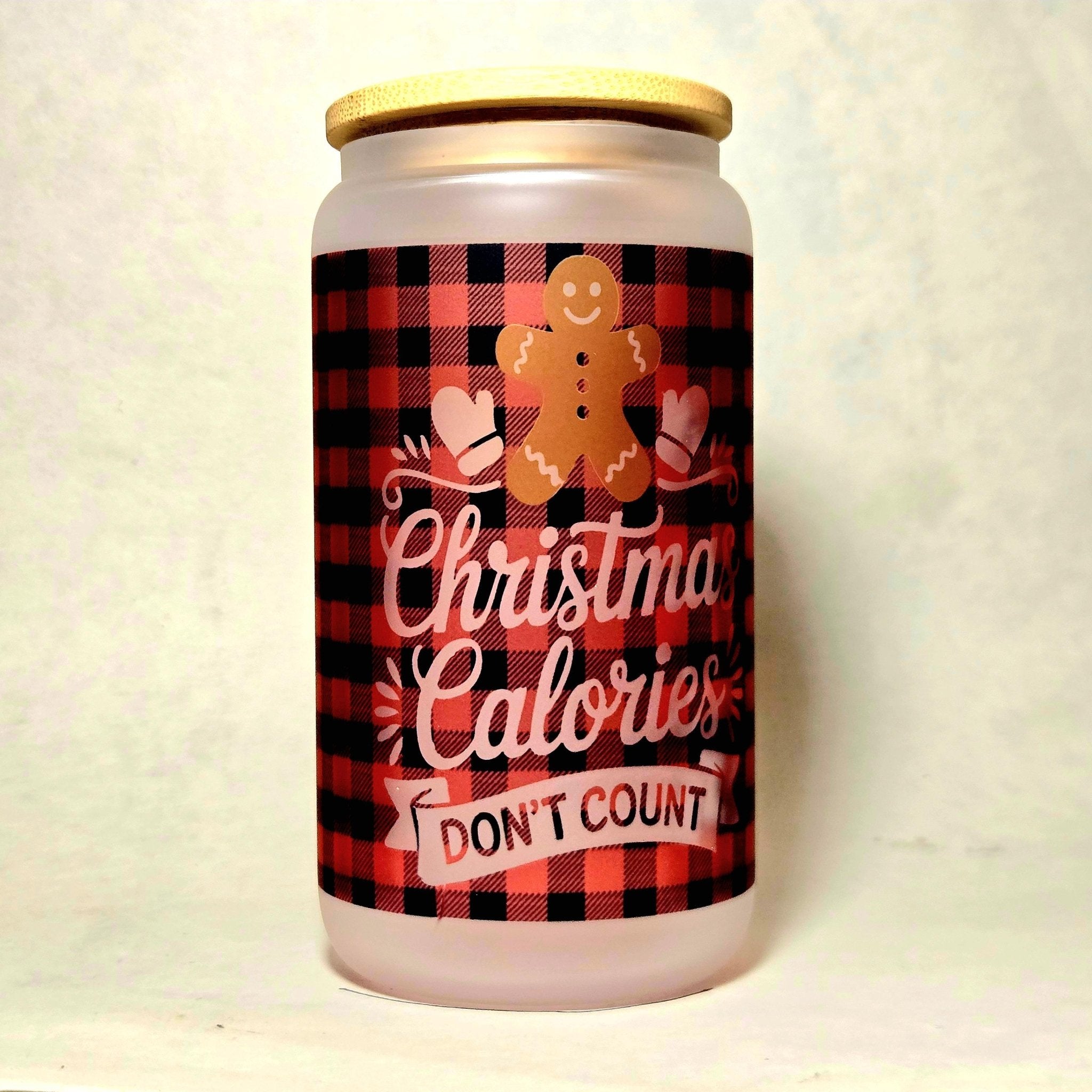 Christmas Calories Don't Count Christmas Glass Tumbler - Coffee Quips Custom Drinkware