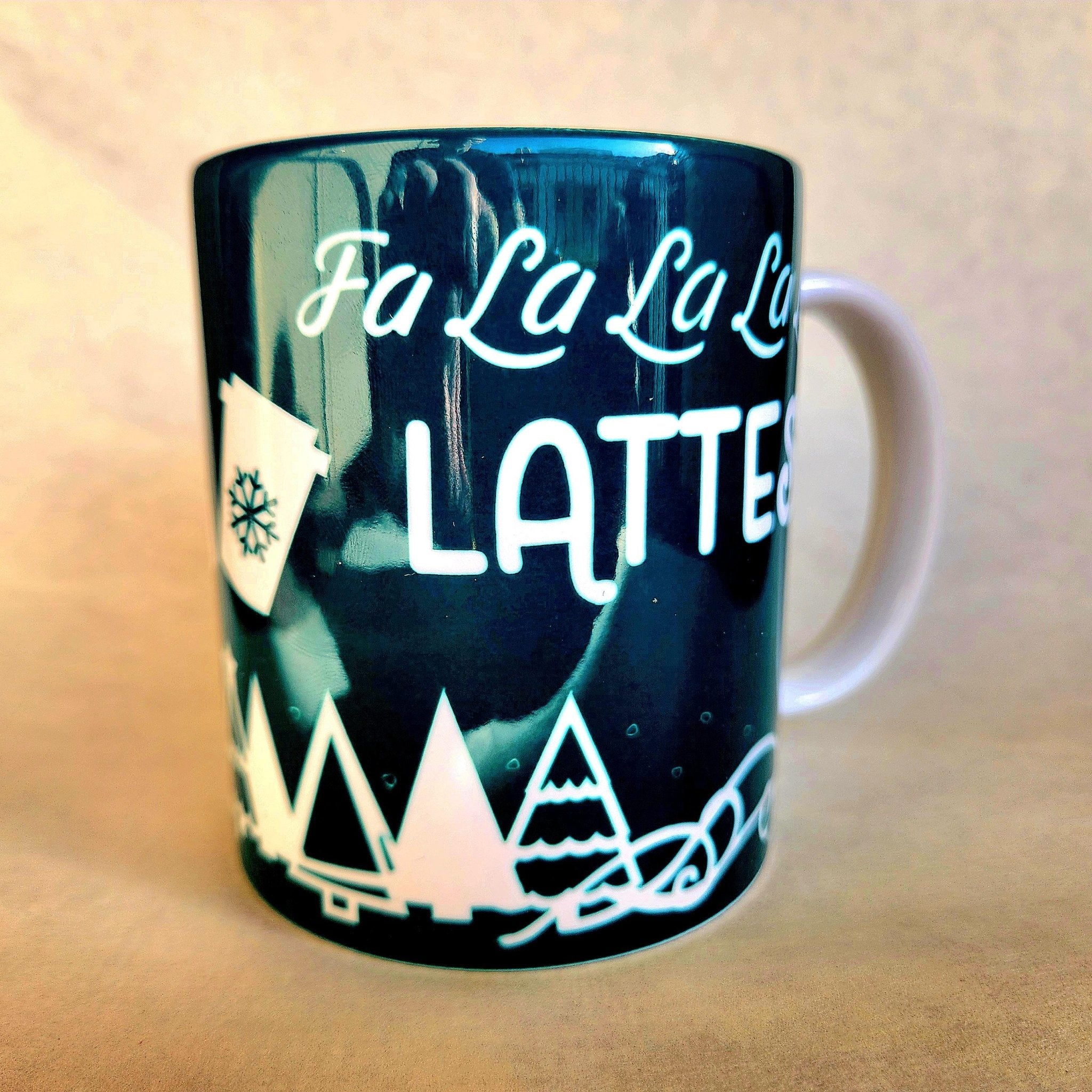 Christmas Latte Ceramic Coffee Mug: Fa La La Holiday Brew - Coffee Quips Custom Drinkware