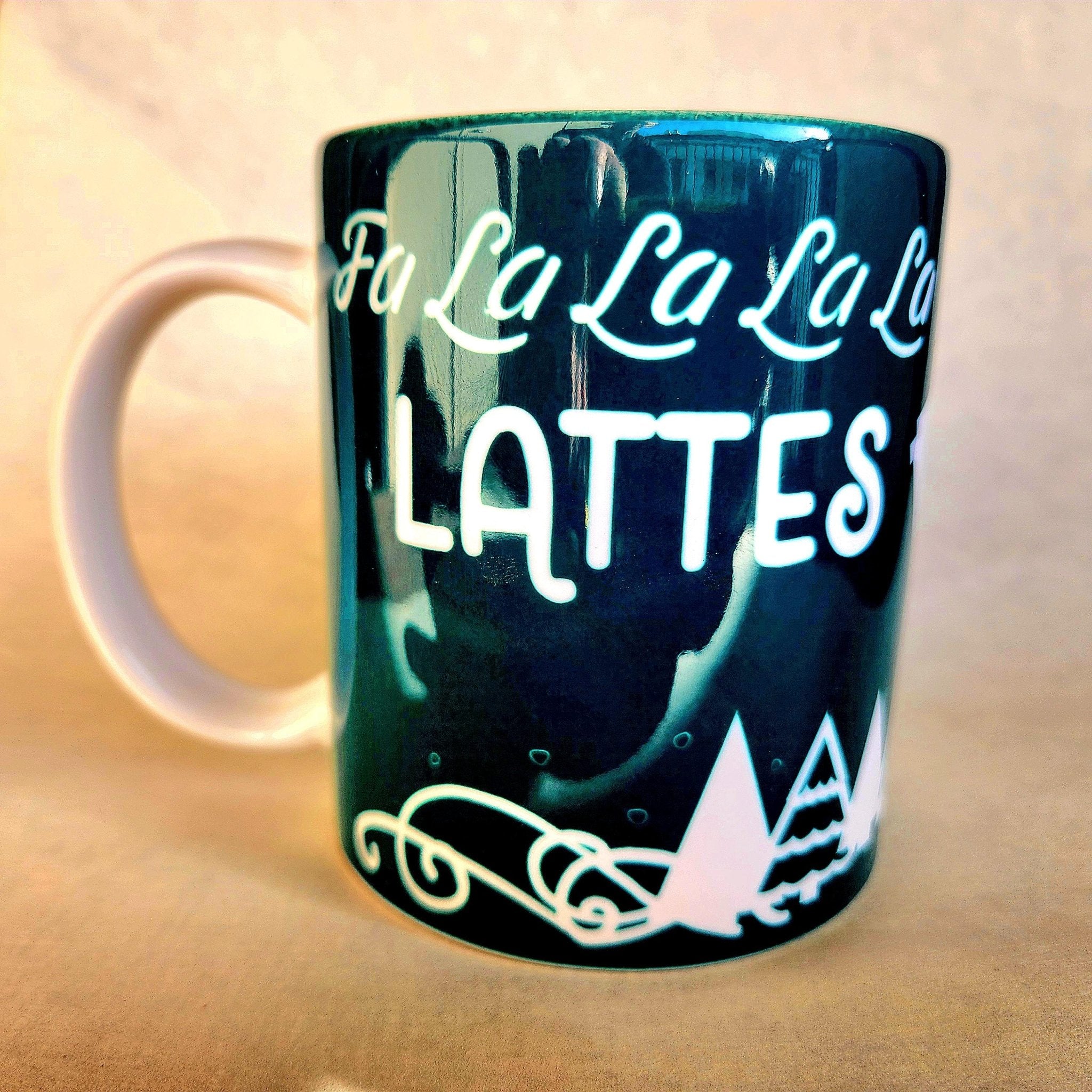 Christmas Latte Ceramic Coffee Mug: Fa La La Holiday Brew - Coffee Quips Custom Drinkware