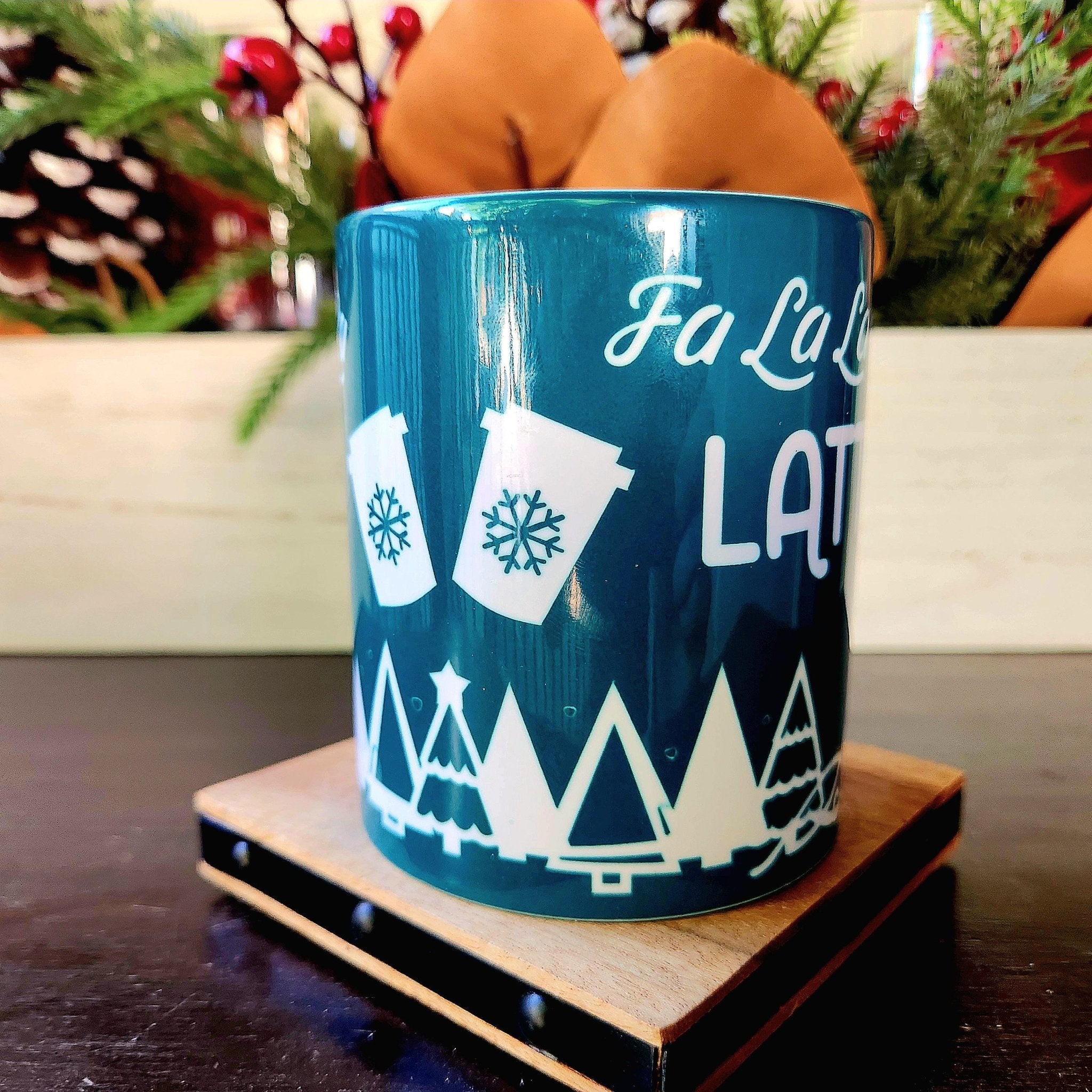 Christmas Latte Ceramic Coffee Mug: Fa La La Holiday Brew - Coffee Quips Custom Drinkware