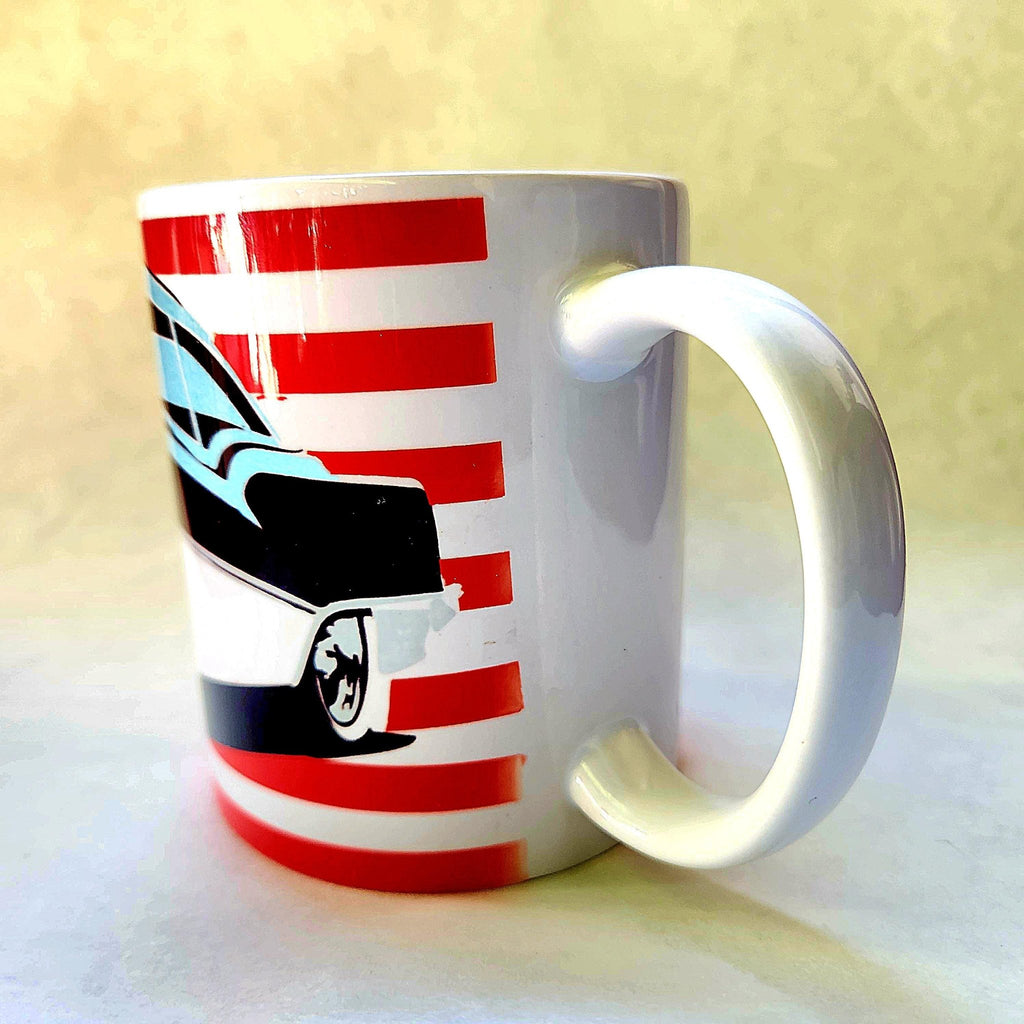 12oz Classic Car Ceramic Coffee Mug: American Flag Design - Coffee Quips Custom Drinkware