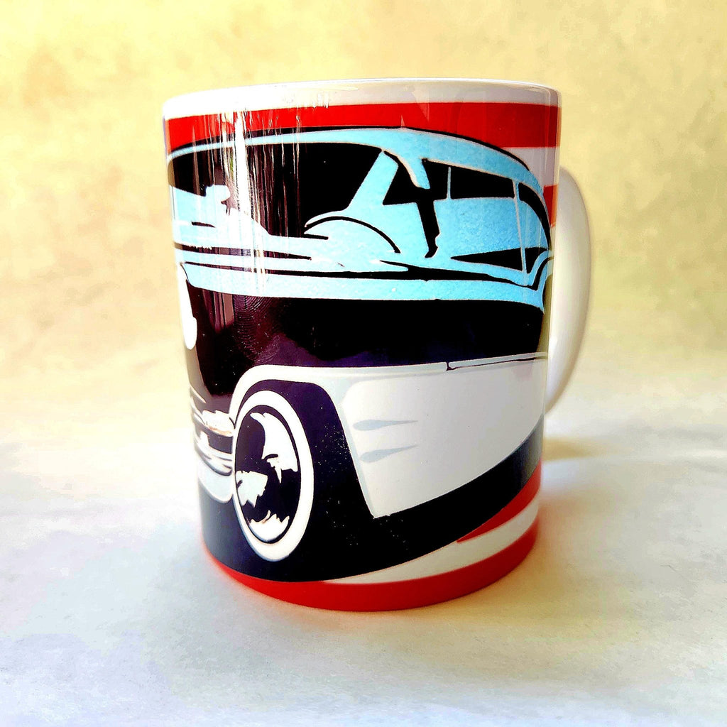 12oz Classic Car Ceramic Coffee Mug: American Flag Design - Coffee Quips Custom Drinkware