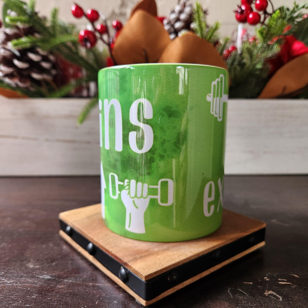 Coffee Quips Ceramic Mug: Crafted Gains, Motivation for Gym & Running - Coffee Quips Custom Drinkware