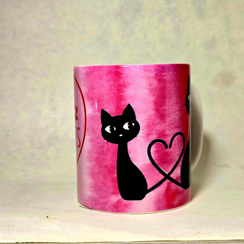 15oz Cat Mug Cats Leave Paw Prints on Our Hearts edition ceramic coffee mug. - Coffee Quips Custom Drinkware