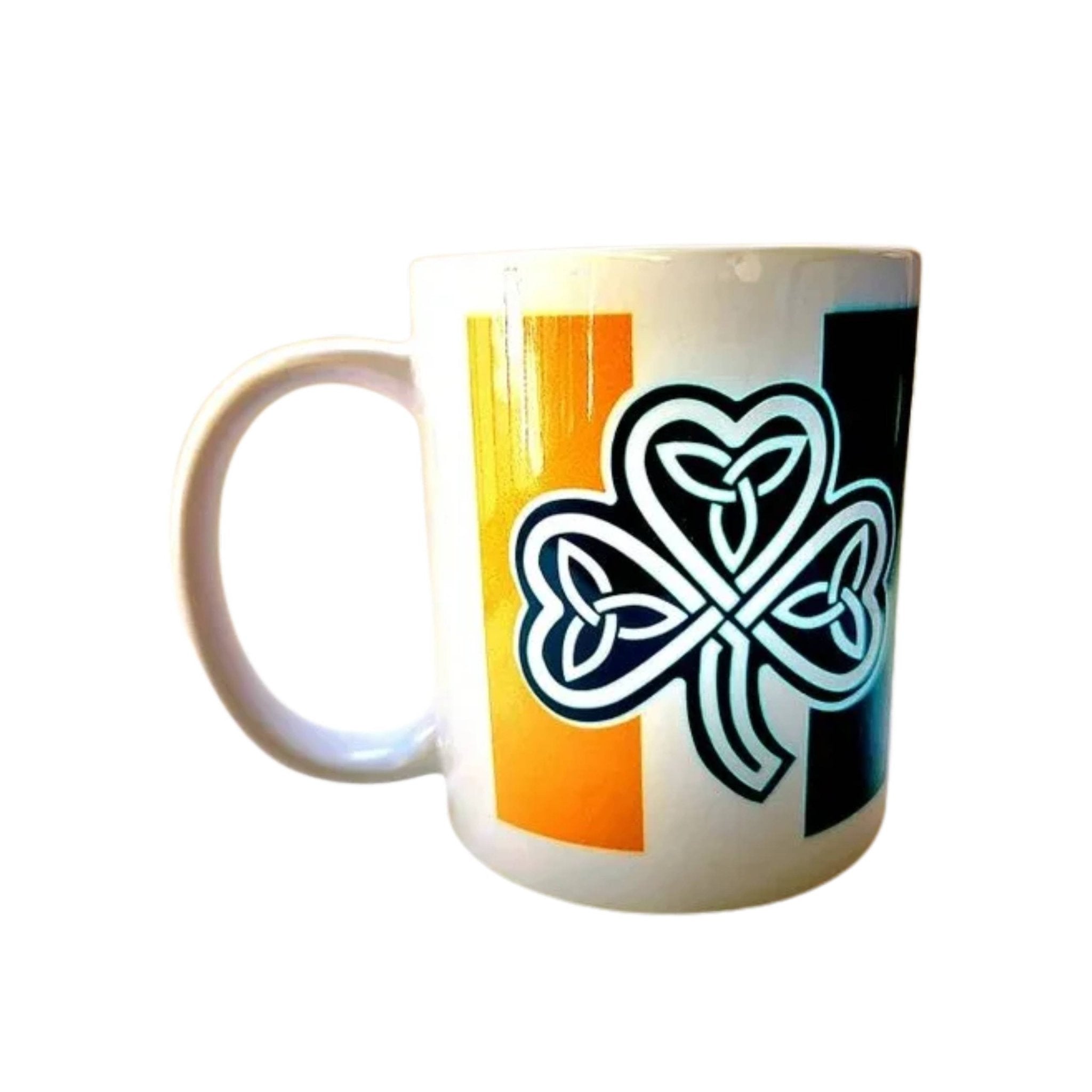 Coffee Quips Crafted Celtic Irish Flag with Shamrock and Trinity Knot Ceramic Coffee Mug - Coffee Quips Custom Drinkware