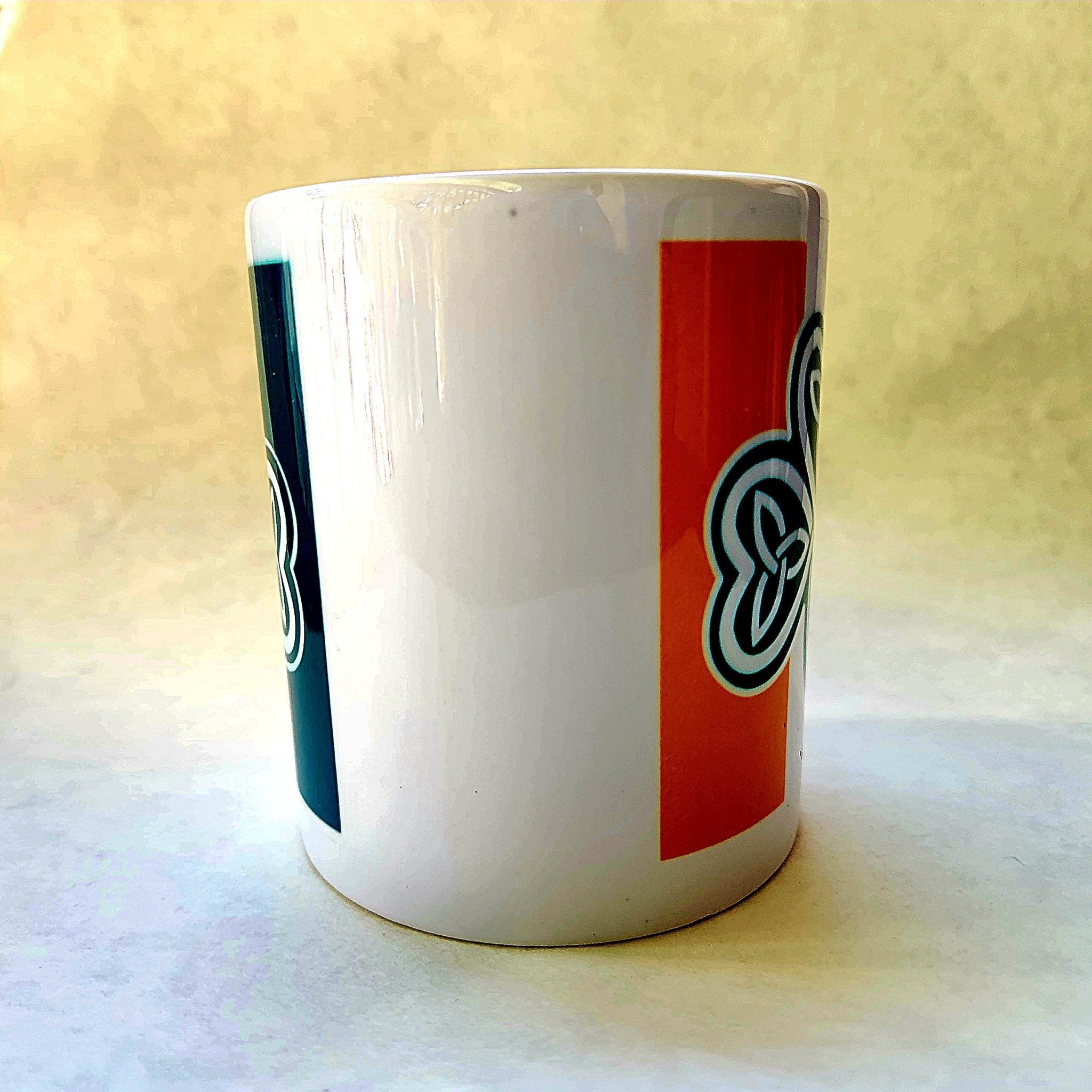 Coffee Quips Crafted Celtic Irish Flag with Shamrock and Trinity Knot Ceramic Coffee Mug - Coffee Quips Custom Drinkware