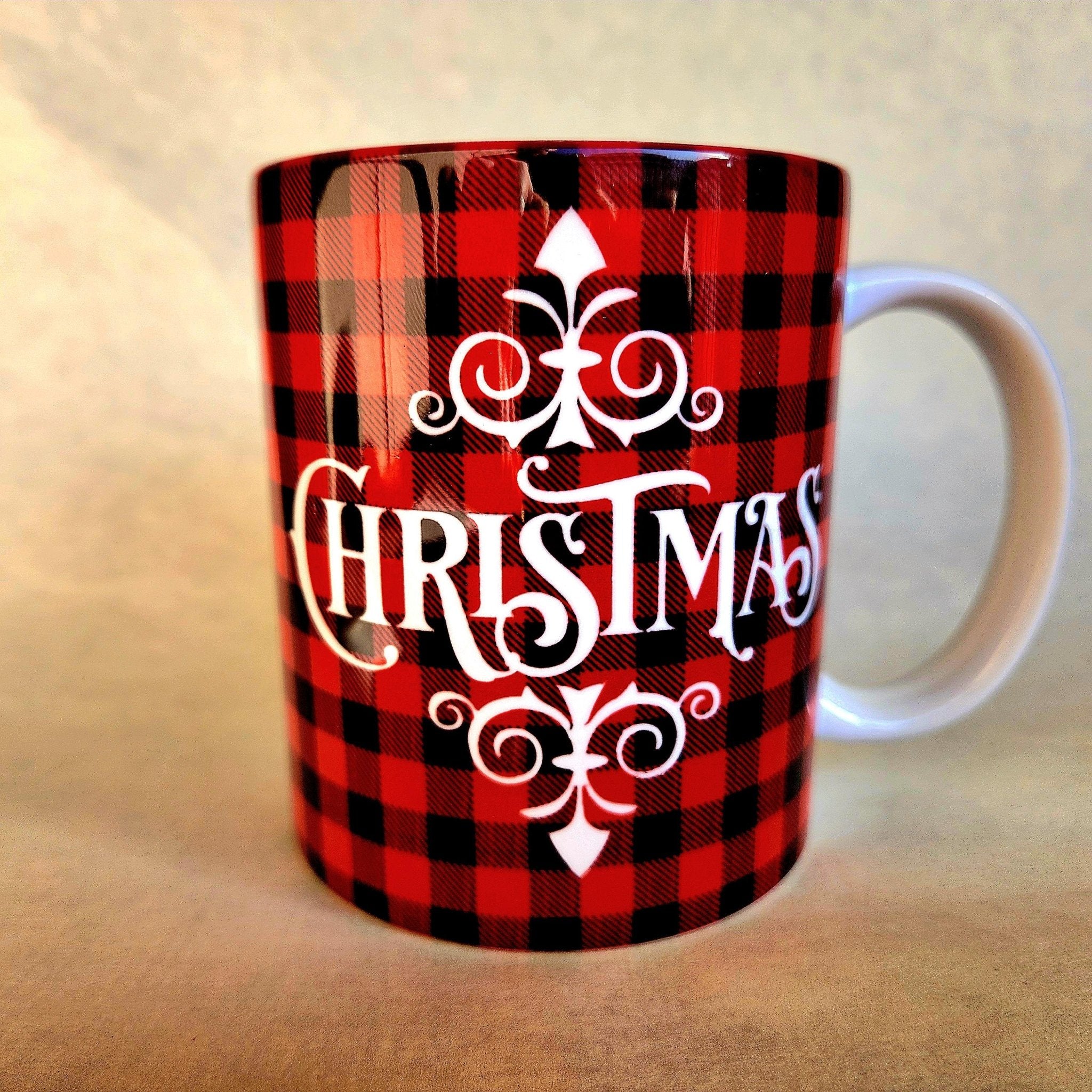 Coffee Quips Crafted Christmas Ceramic Coffee Mug Traditional Lettering - Coffee Quips Custom Drinkware