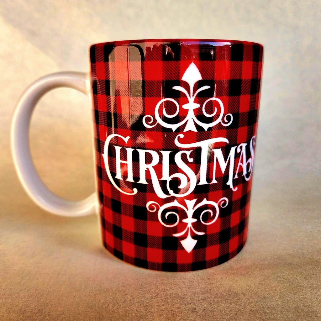 Coffee Quips Crafted Christmas Ceramic Coffee Mug Traditional Lettering - Coffee Quips Custom Drinkware