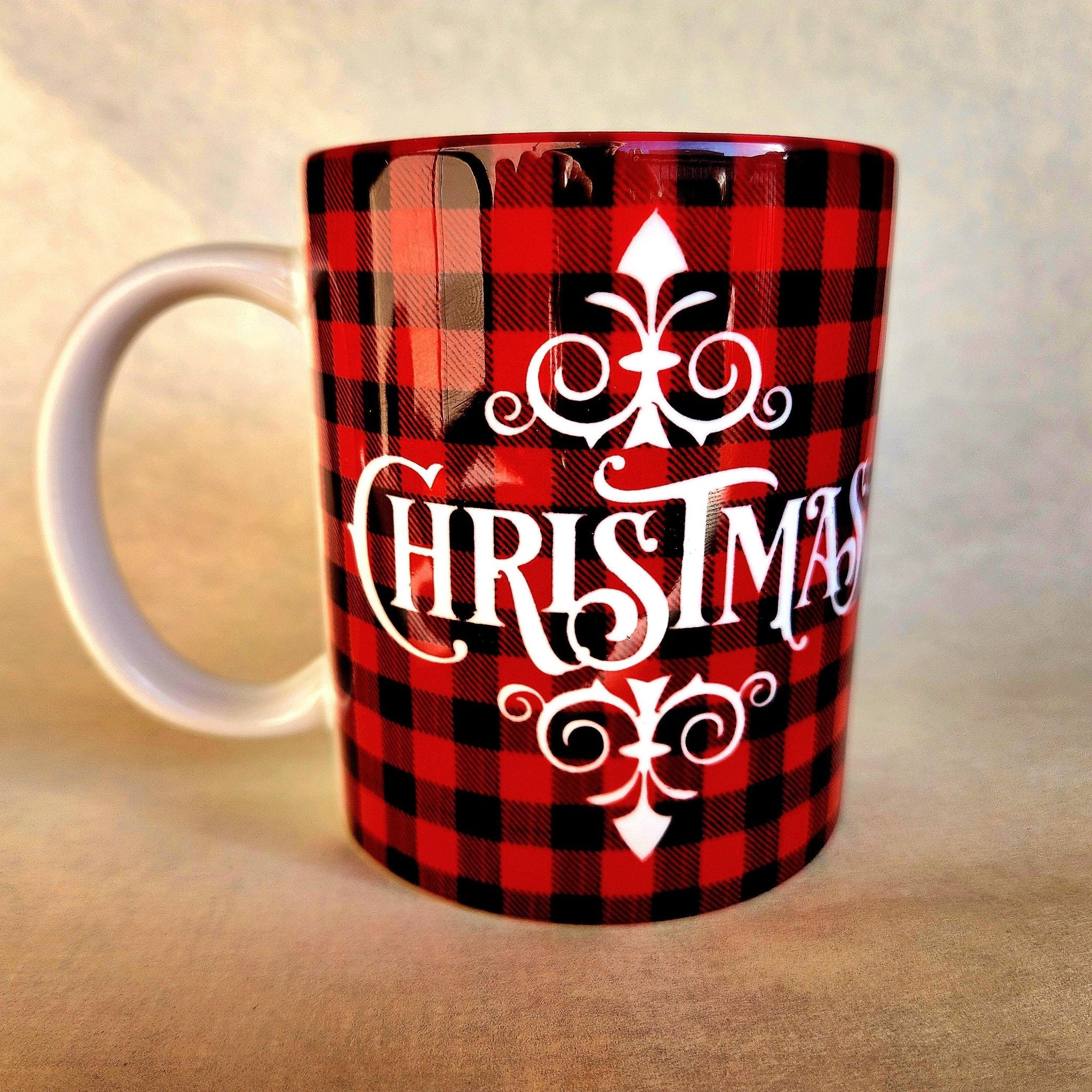 Coffee Quips Crafted Christmas Ceramic Coffee Mug Traditional Lettering - Coffee Quips Custom Drinkware