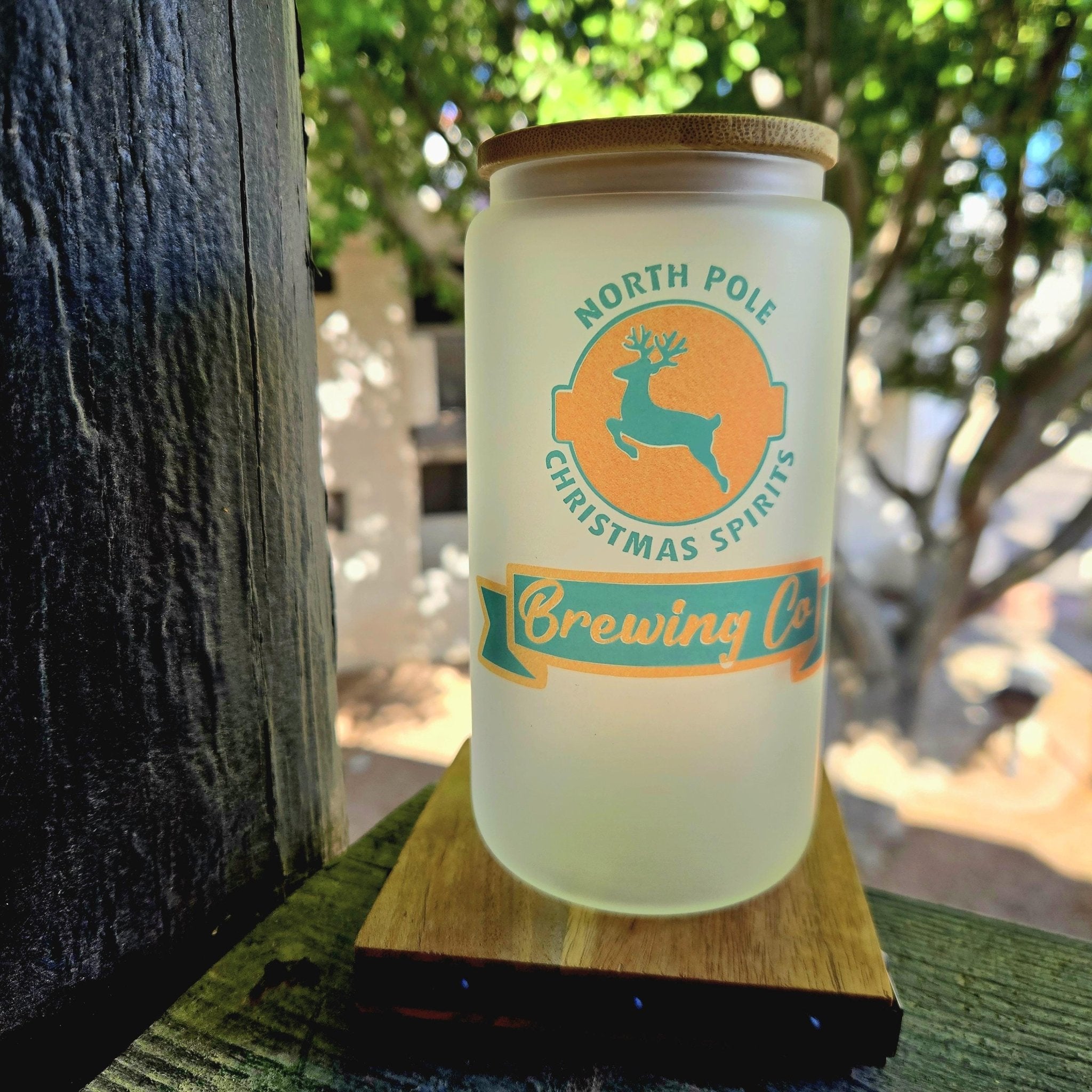 Coffee Quips Crafted Christmas North Pole Brewing Co Glass Tumbler - Coffee Quips Custom Drinkware