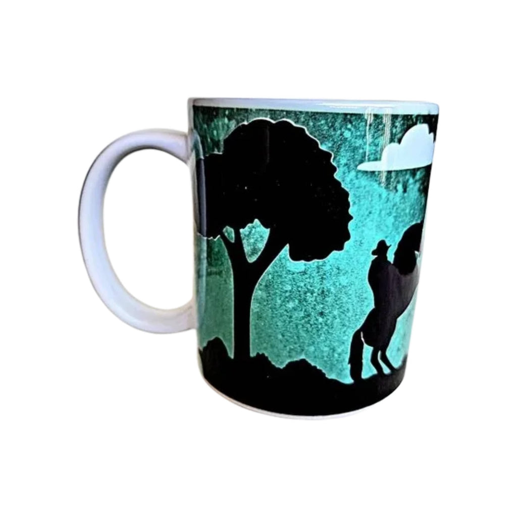 12oz Cowboy horseback Riding starry moonlight night ceramic coffee mug - Coffee Quips Custom Drinkware