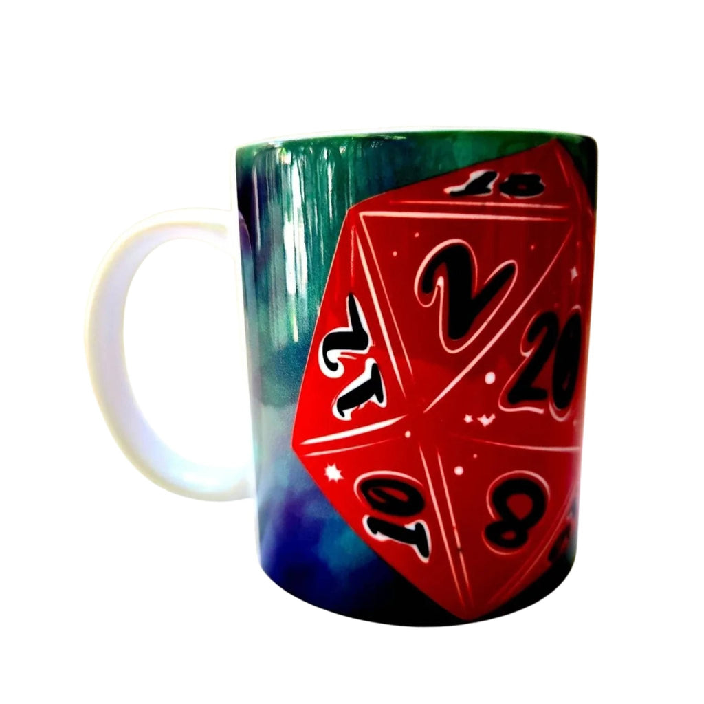 Coffee Quips Crafted D20 Dice with Mystic Dragon Ceramic Coffee Mug - Coffee Quips Custom Drinkware