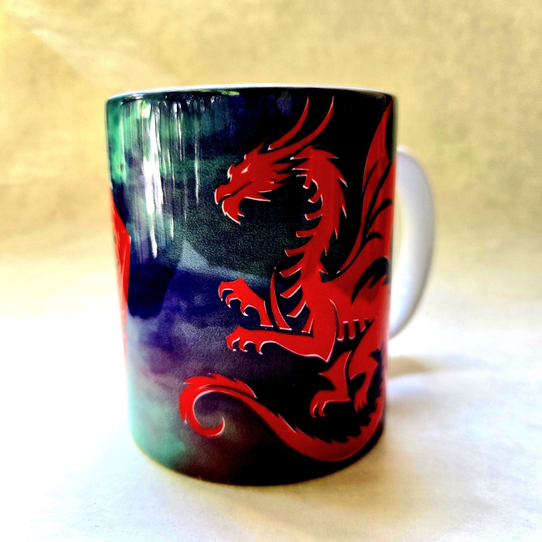 Coffee Quips Crafted D20 Dice with Mystic Dragon Ceramic Coffee Mug - Coffee Quips Custom Drinkware