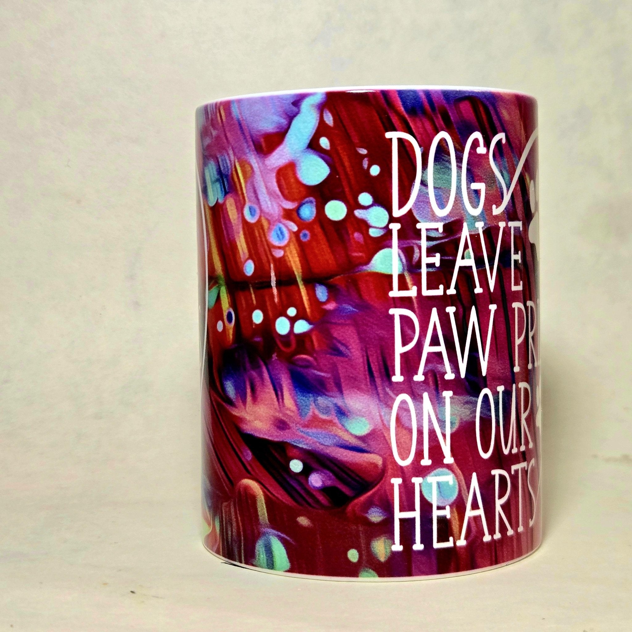 Coffee Quips Crafted Dogs Leave Paw Prints on Our Hearts ceramic coffee mug. - Coffee Quips Custom Drinkware
