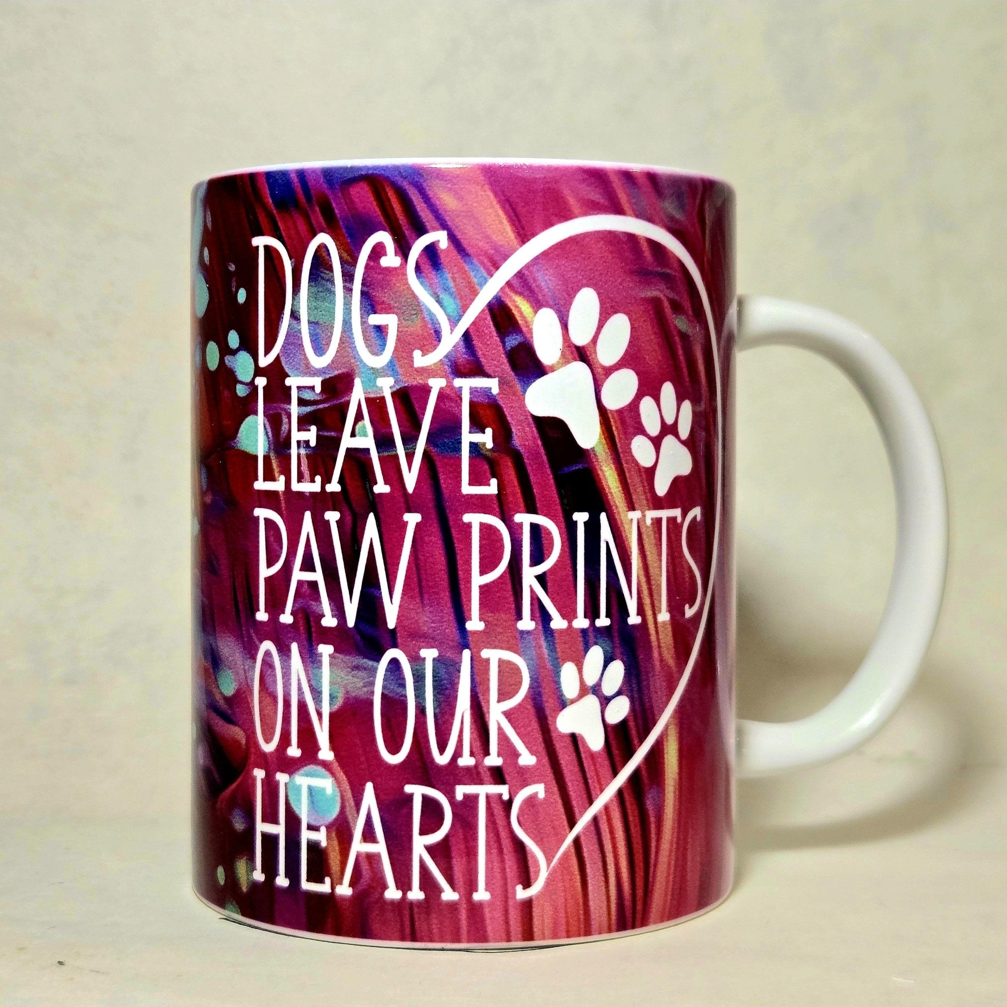Coffee Quips Crafted Dogs Leave Paw Prints on Our Hearts ceramic coffee mug. - Coffee Quips Custom Drinkware
