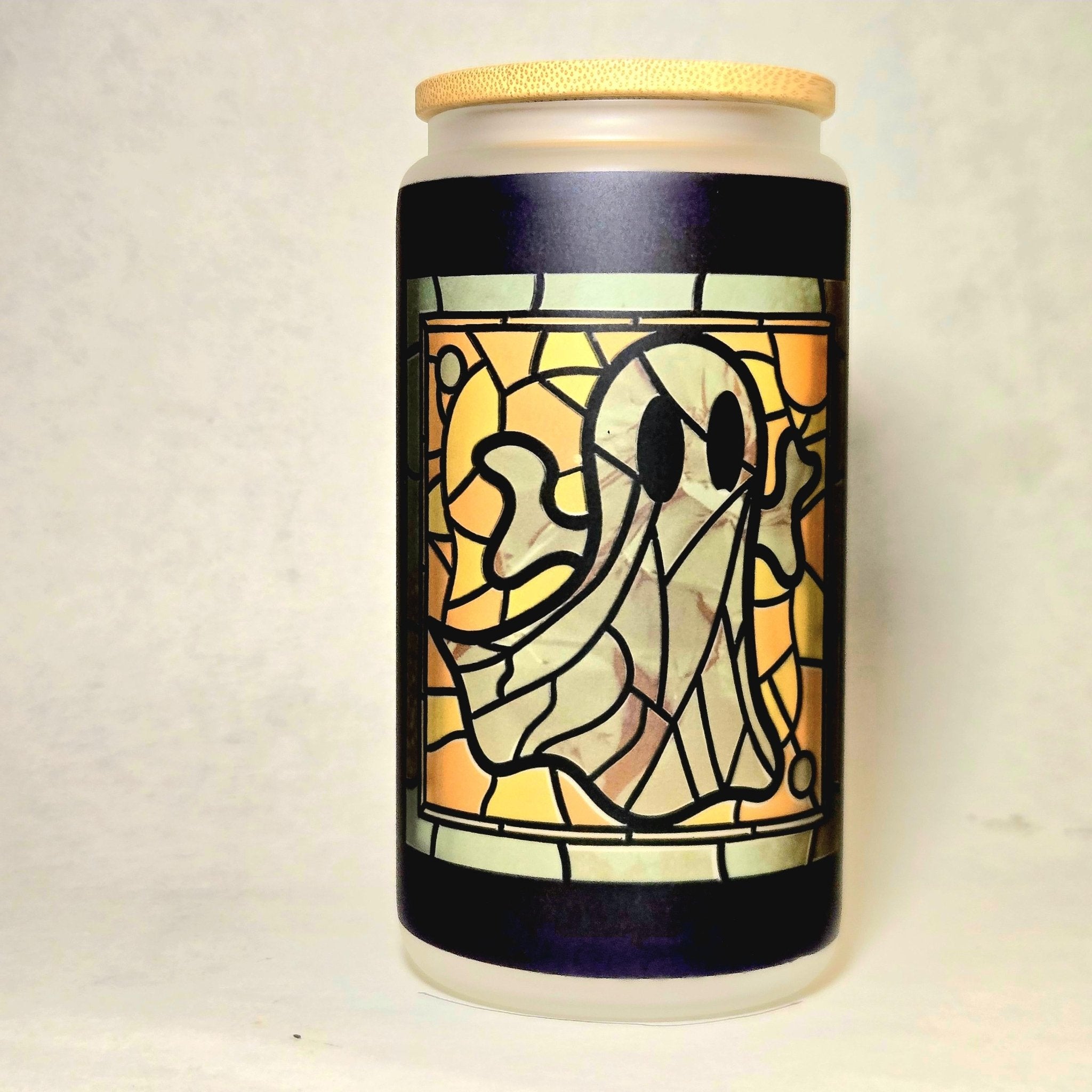 Coffee Quips Crafted Halloween Spooky Ghost haunting Stain Glass looking Glass Tumbler - Coffee Quips Custom Drinkware