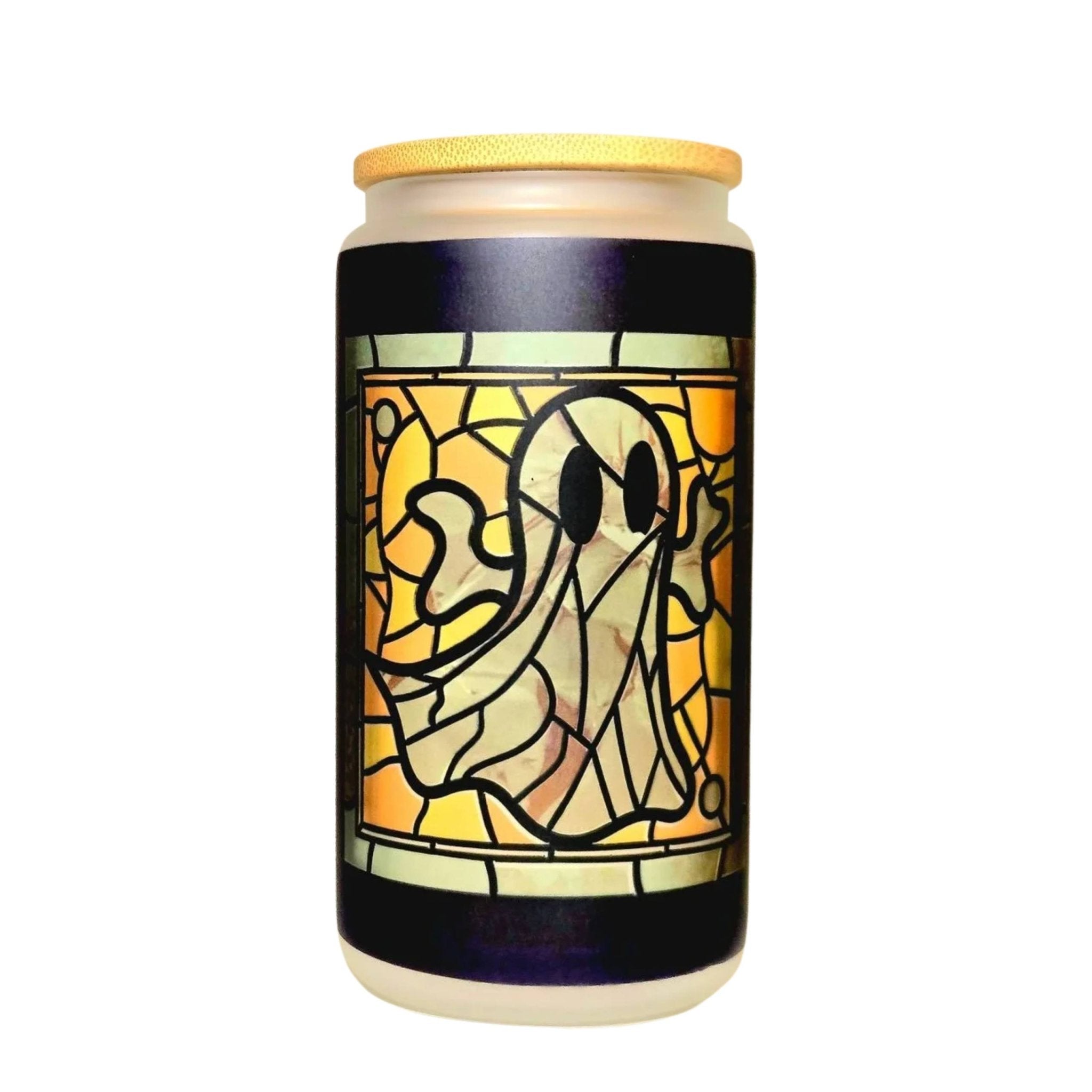 Coffee Quips Crafted Halloween Spooky Ghost haunting Stain Glass looking Glass Tumbler - Coffee Quips Custom Drinkware