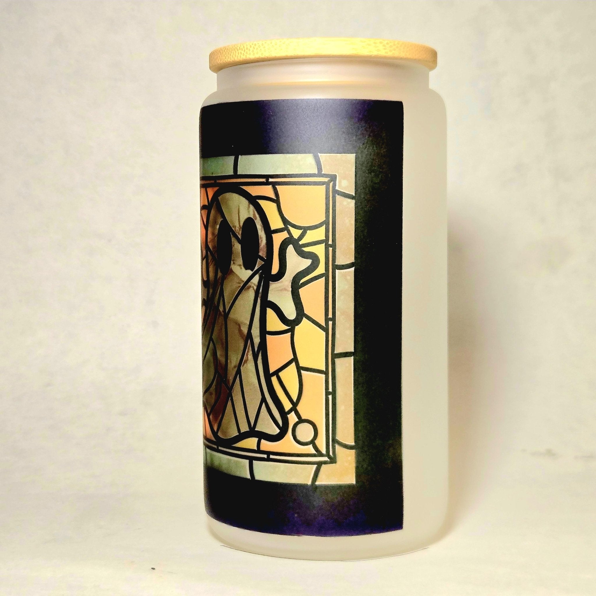 Coffee Quips Crafted Halloween Spooky Ghost haunting Stain Glass looking Glass Tumbler - Coffee Quips Custom Drinkware
