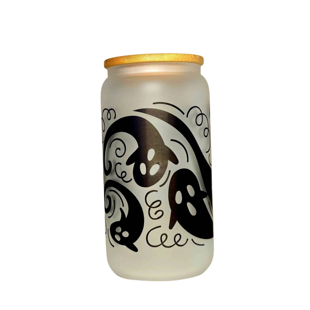 Coffee Quips Crafted Halloween Spooky Swirling Howling Ghosts haunting Glass Tumbler - Coffee Quips Custom Drinkware