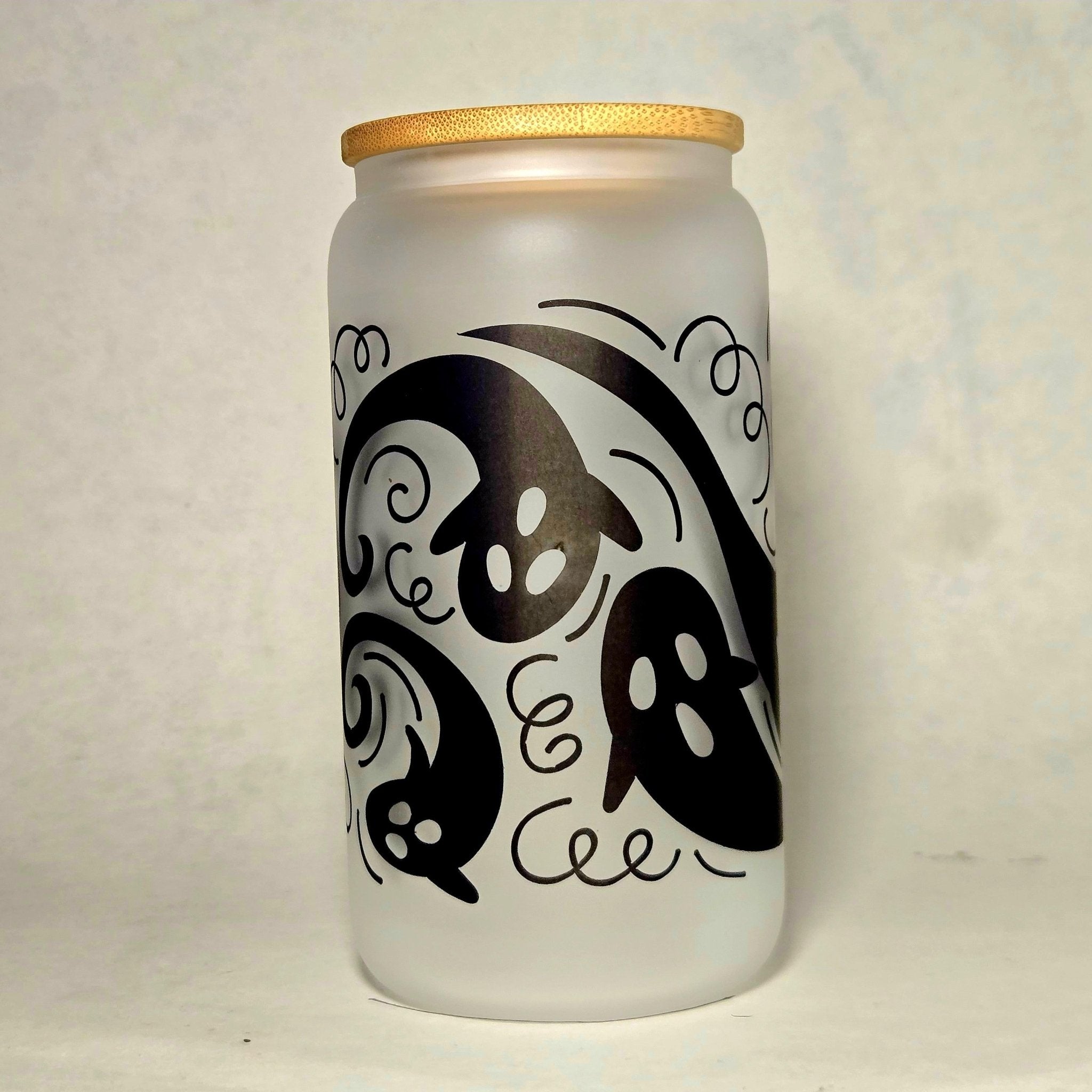 Coffee Quips Crafted Halloween Spooky Swirling Howling Ghosts haunting Glass Tumbler - Coffee Quips Custom Drinkware