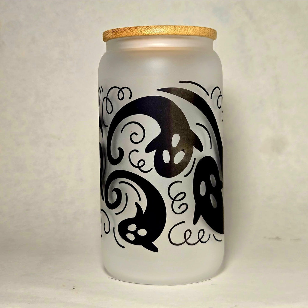 Coffee Quips Crafted Halloween Spooky Swirling Howling Ghosts haunting Glass Tumbler - Coffee Quips Custom Drinkware
