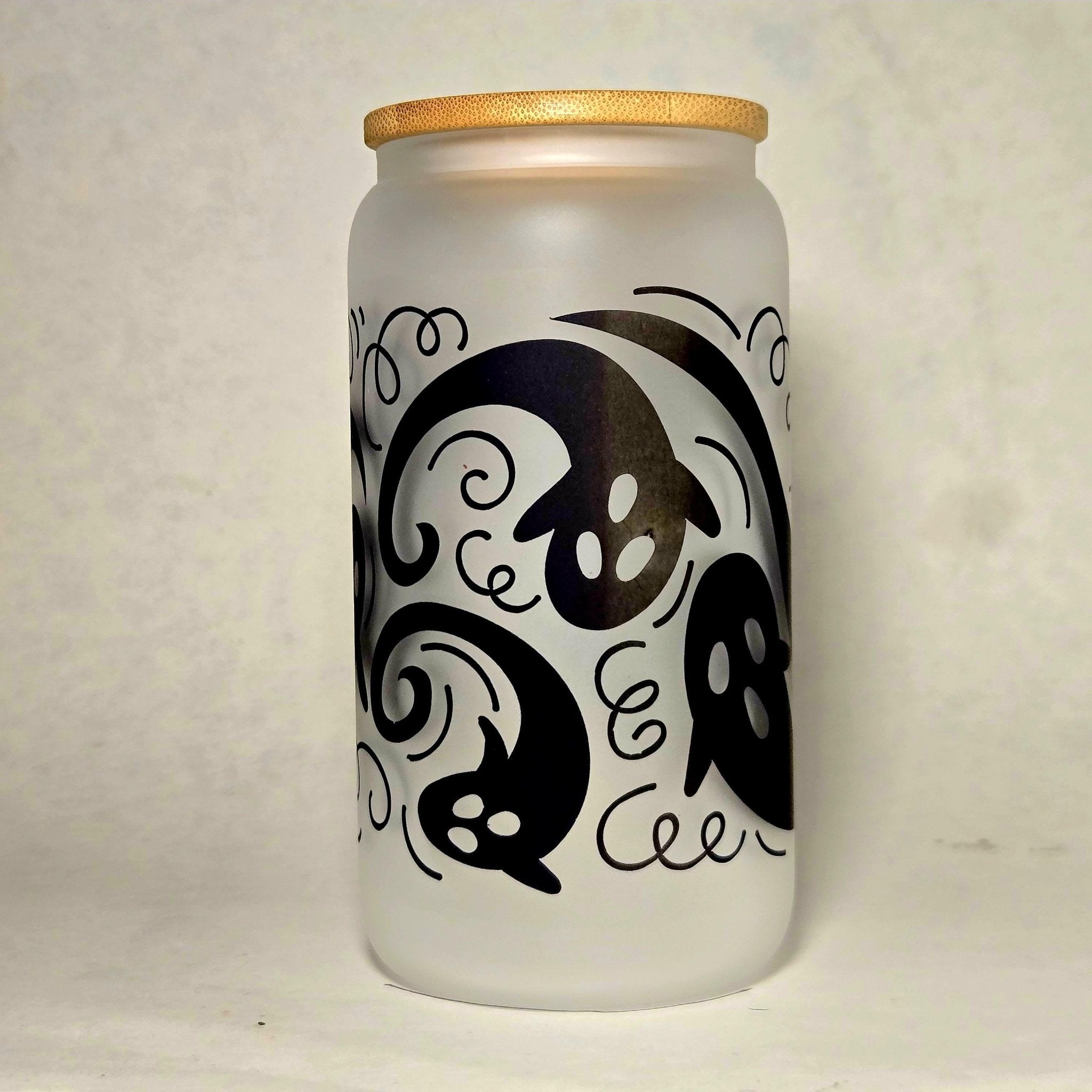 Coffee Quips Crafted Halloween Spooky Swirling Howling Ghosts haunting Glass Tumbler - Coffee Quips Custom Drinkware