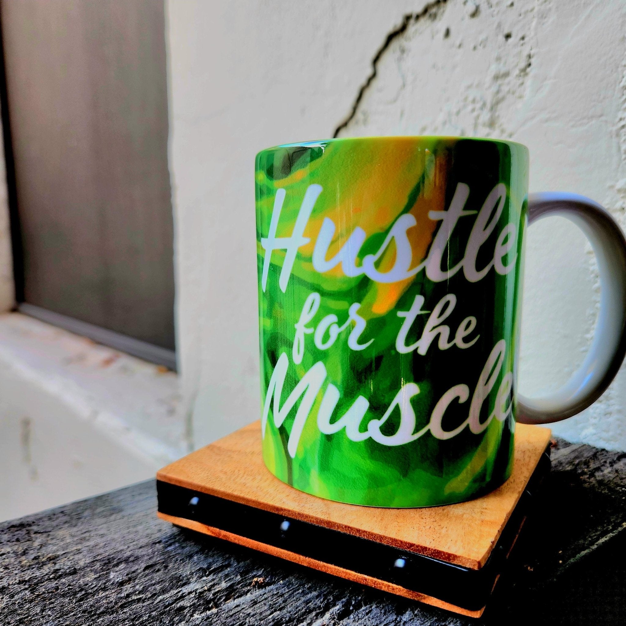 Coffee Quips Crafted Hustle for the Muscle Motivational Fitness Ceramic Coffee Mug - Coffee Quips Custom Drinkware