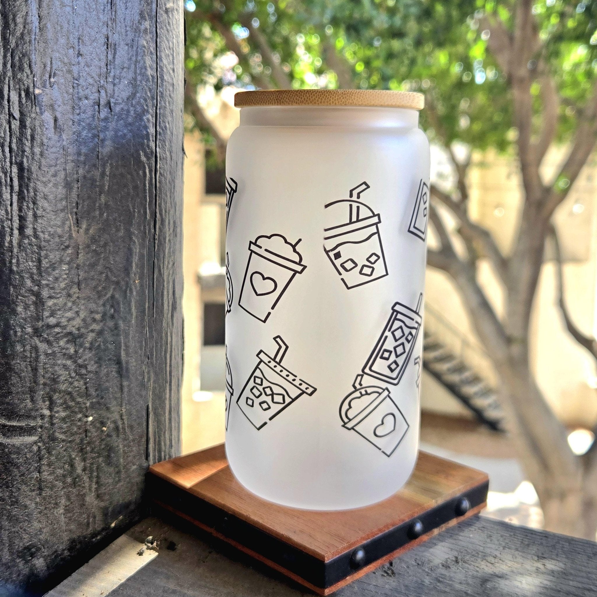 Coffee Quips Crafted Life Happens Coffee Helps Glass Can Tumbler - Coffee Quips Custom Drinkware