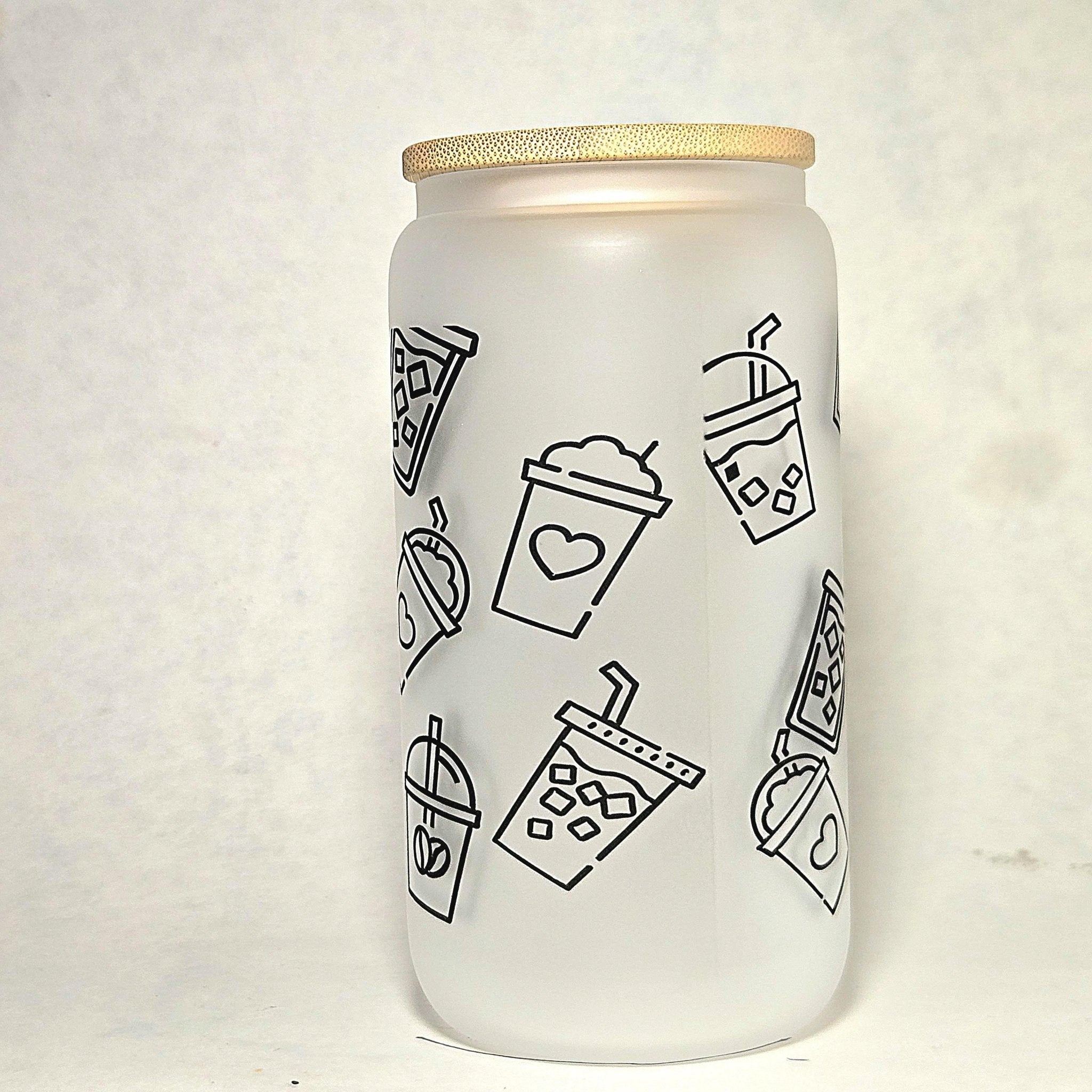 Coffee Quips Crafted Life Happens Coffee Helps Glass Can Tumbler - Coffee Quips Custom Drinkware