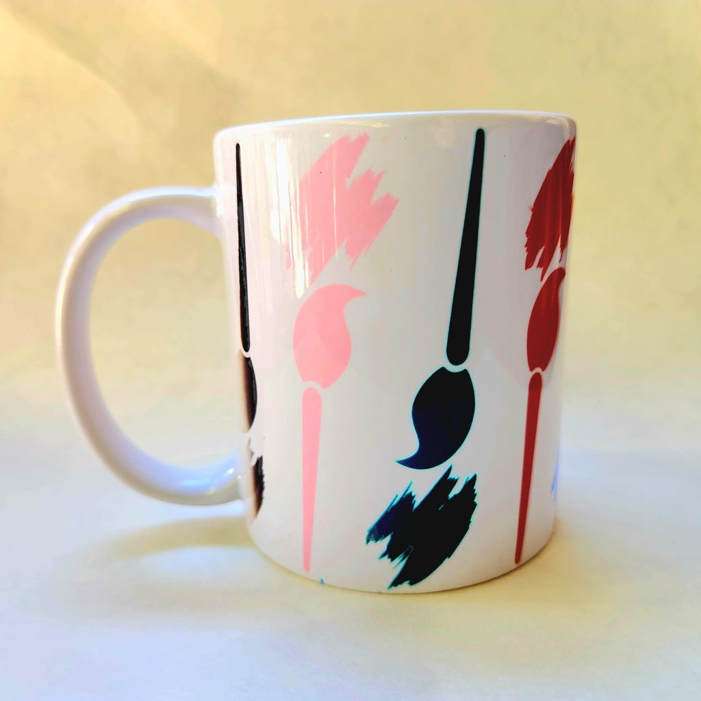 12oz Multi-Color Paint Brush Design Ceramic Painting mug - Coffee Quips Custom Drinkware
