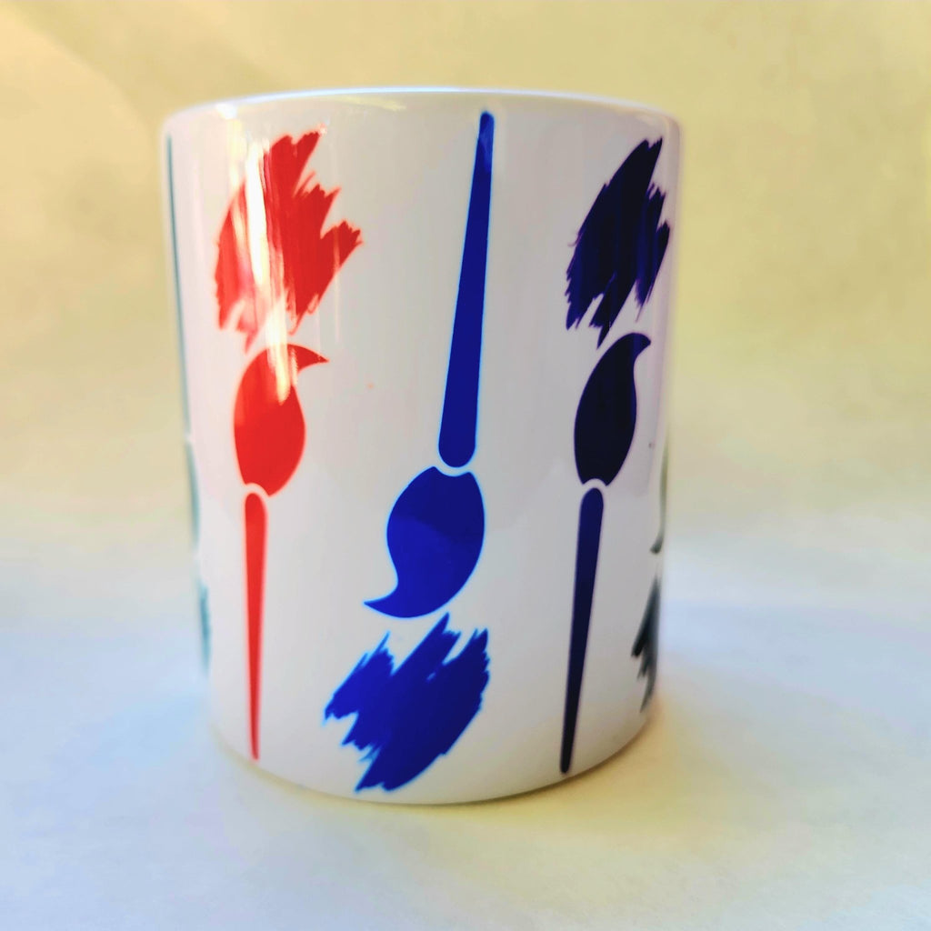 12oz Multi-Color Paint Brush Design Ceramic Painting mug - Coffee Quips Custom Drinkware