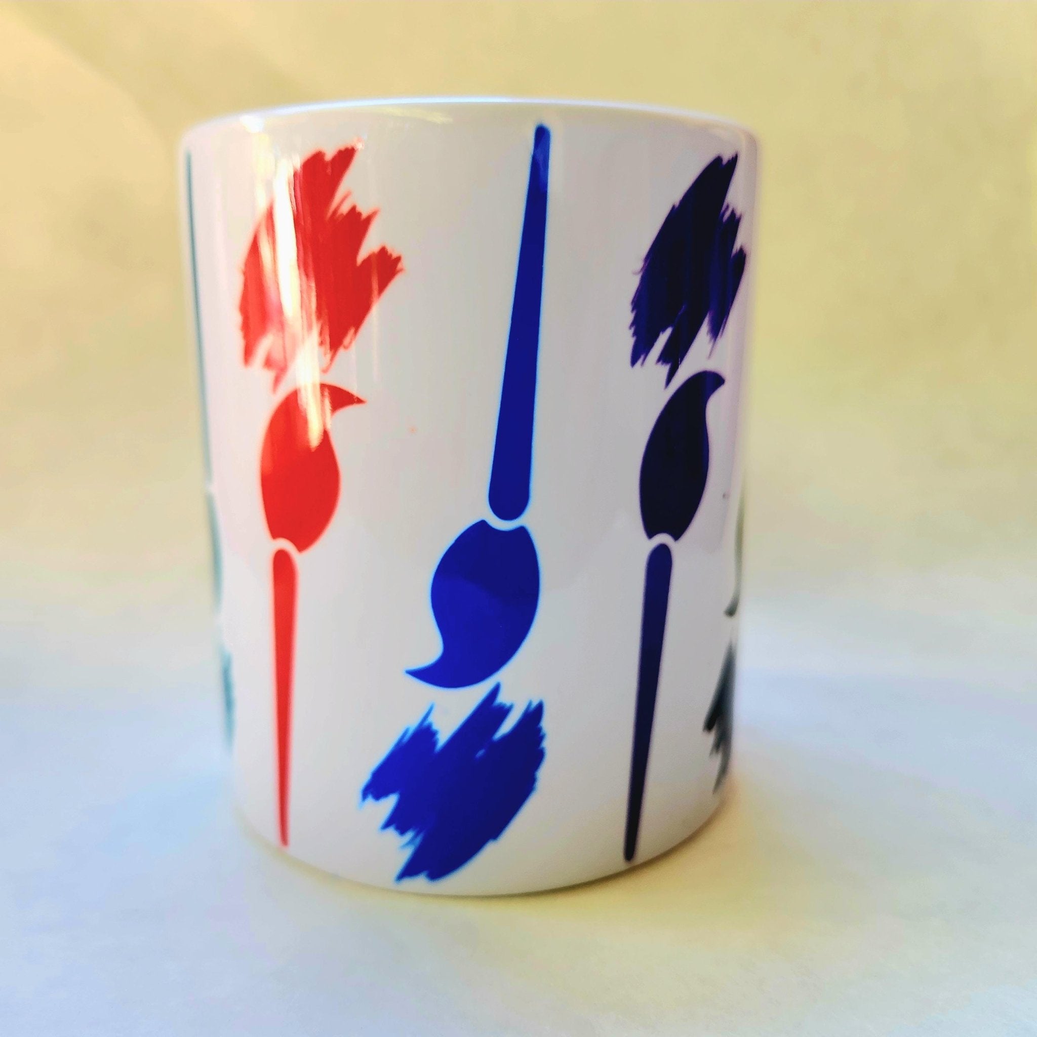 12oz Multi-Color Paint Brush Design Ceramic Painting mug - Coffee Quips Custom Drinkware