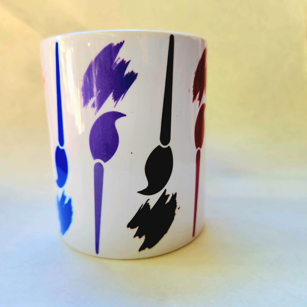 12oz Multi-Color Paint Brush Design Ceramic Painting mug - Coffee Quips Custom Drinkware